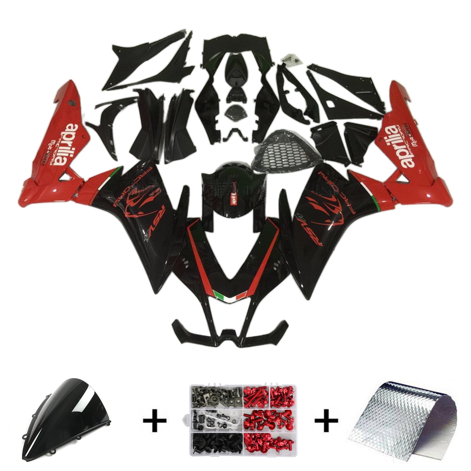 Amotopart 2009-2015 RSV4 1000 Aprilia Rosso&amp;Nero Style4 Kit carena