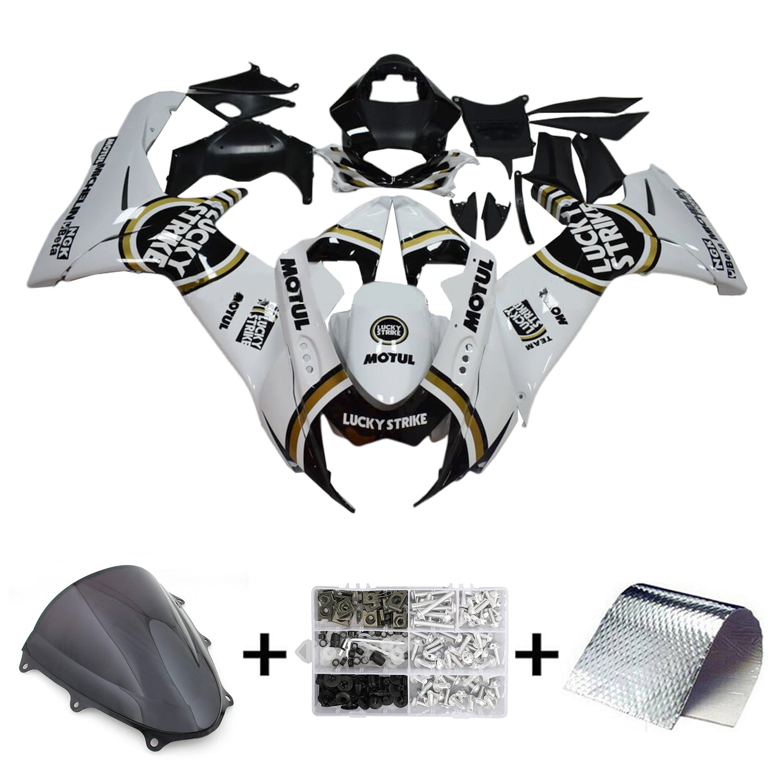 Amotopart 2011-2024 K11 GSXR 600/750 Suzuki blanco con kit de carenado de detalles negros