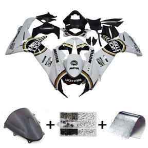 Amotopart 2011-2024 K11 GSXR 600/750 Suzuki White with Black Accents Fairing Kit