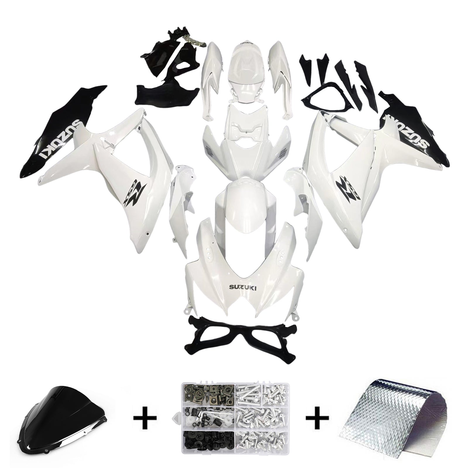 Amotopart 2008-2009 Suzuki GSXR 600/750 White Fairing Kit