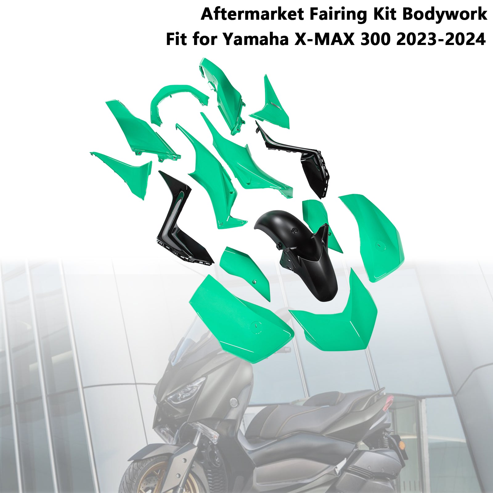 Amotopart 2023-2024 Yamaha X-MAX 300 Light Green Black Fairing Kit