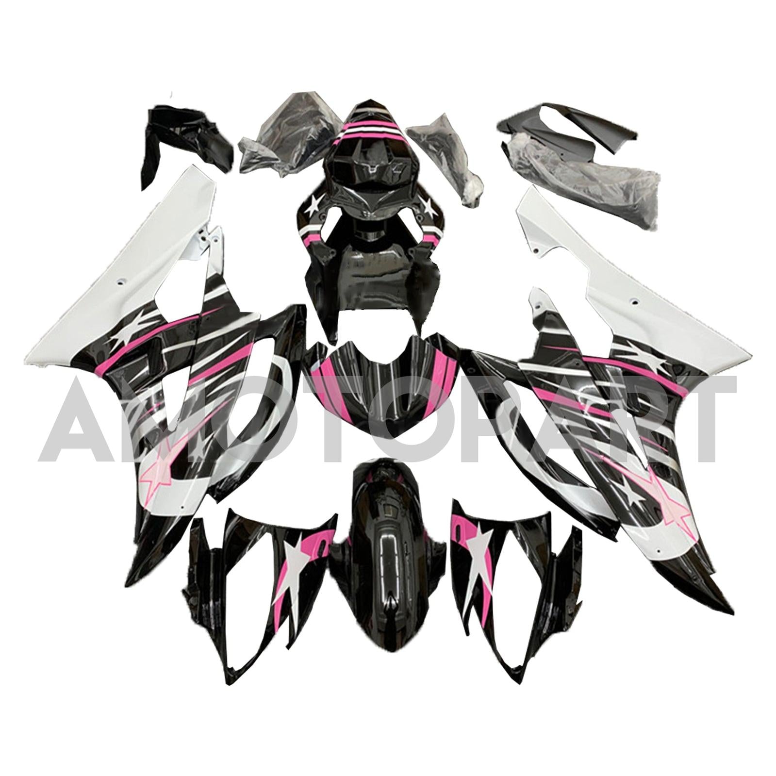 Amotopart 2006-2007 Yamaha YZF 600 R6 Colección de kit de carenado negro y azul