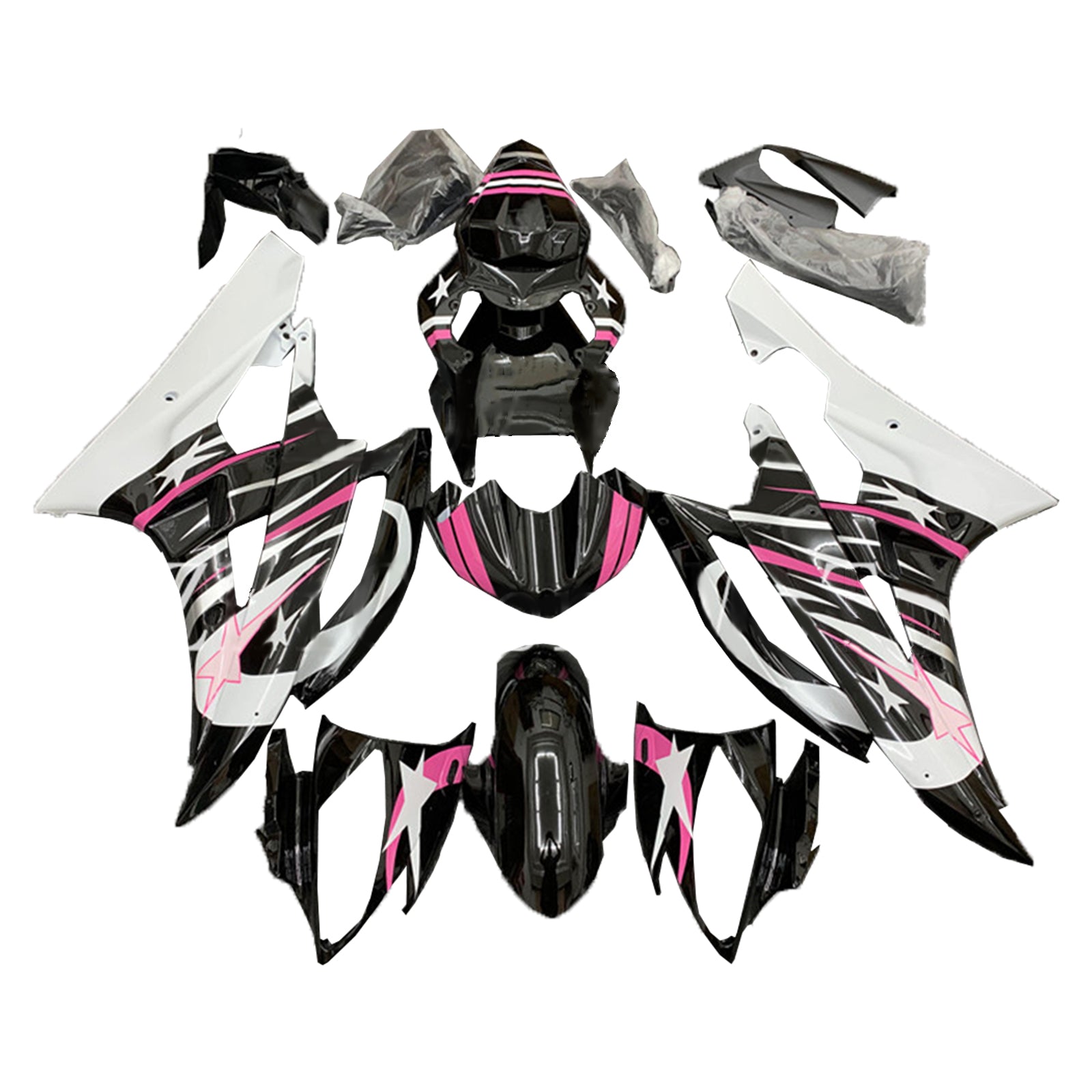 Amotopart 2006-2007 Yamaha YZF 600 R6 Pink&Black Star Fairing Kit