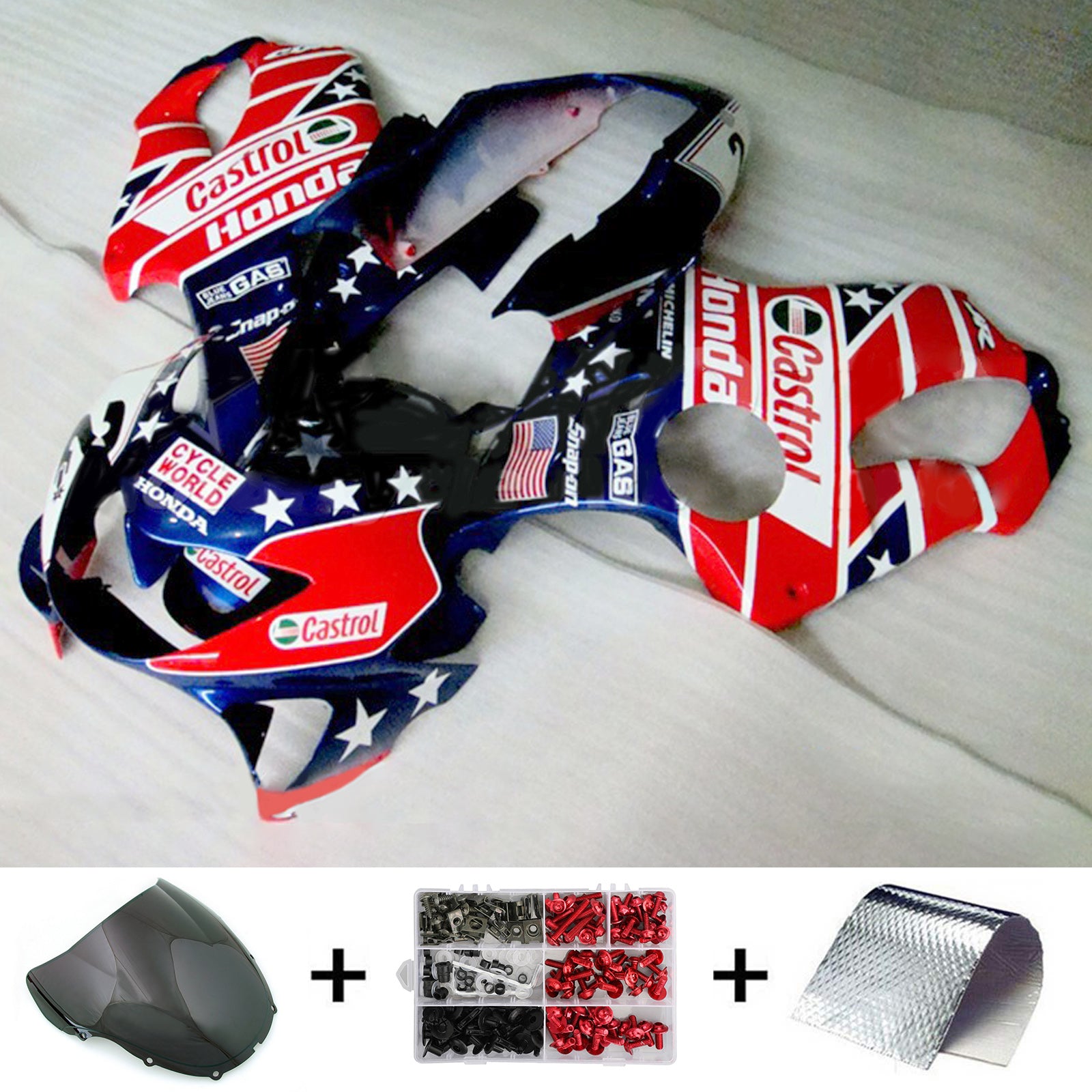 Amotopart 1999-2000 CBR600 F4 Honda Red&Blue Style2 Fairing Kit