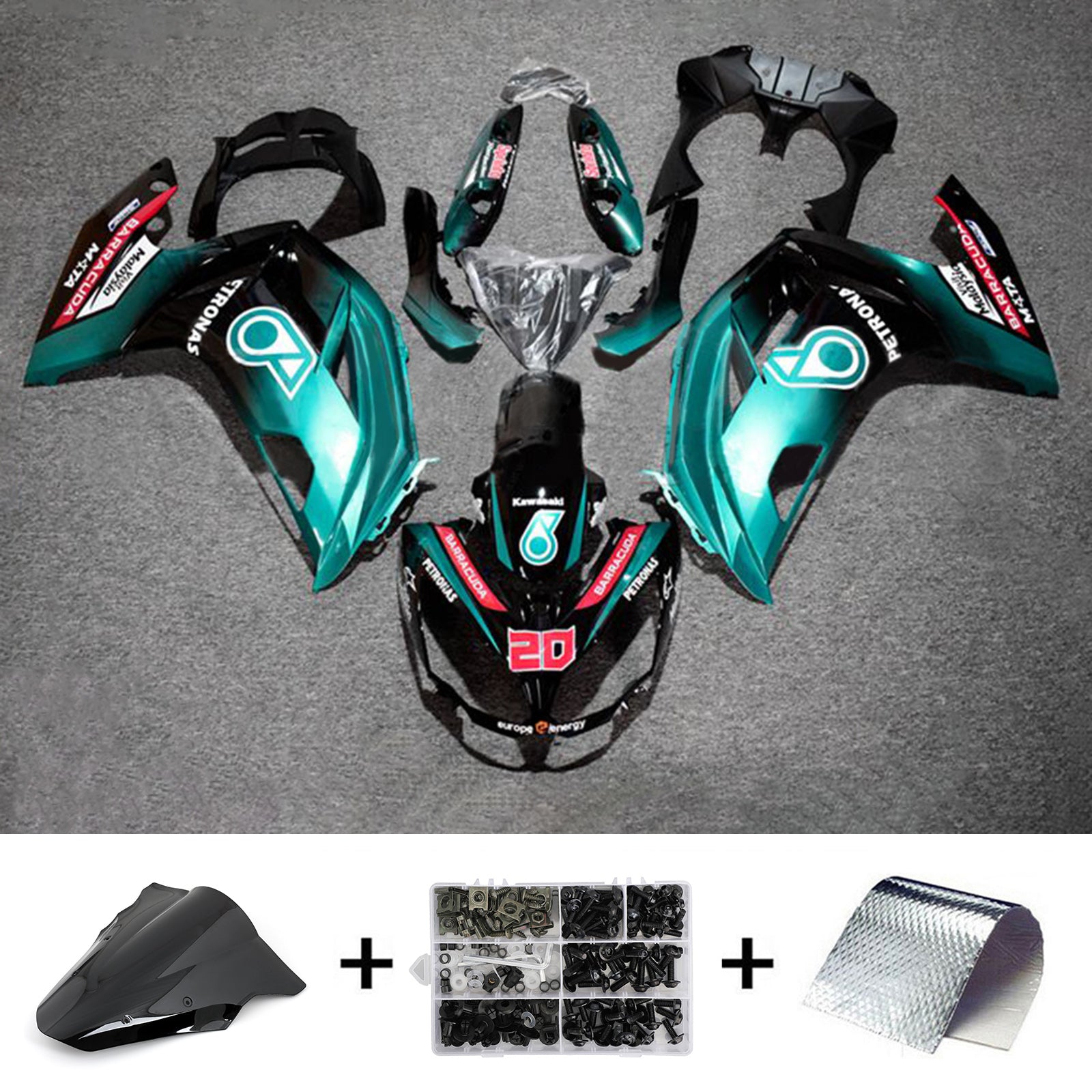 Amotopart 2012-2016 Kawasaki ER6F/Ninja650 Petronas Kit de carenado azul