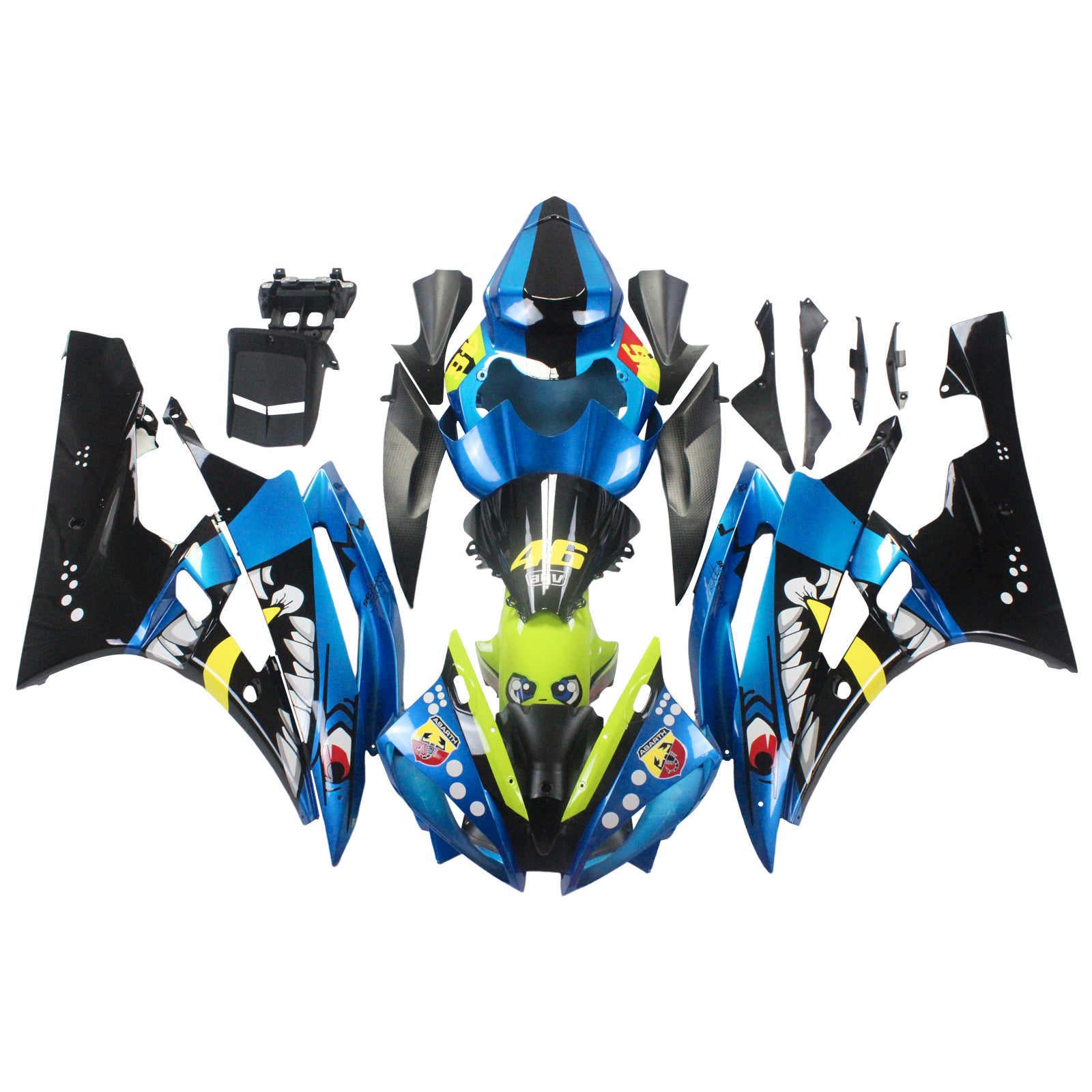 Amotopart 2006-2007 YZF 600 R6 ヤマハ ブルー&グリーン フェアリングキット