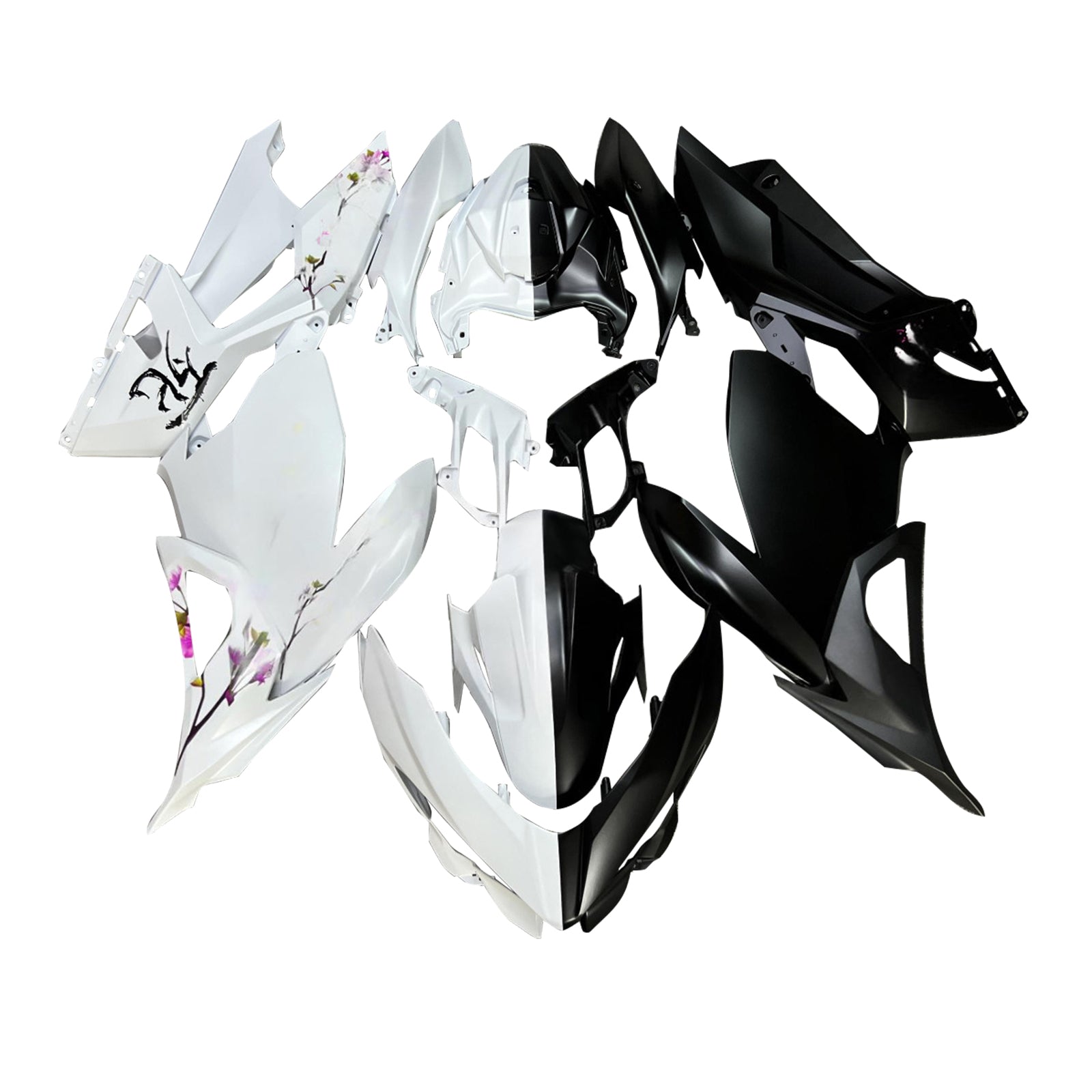 Amotopart 2018-2024 Kawasaki EX400 Ninja400 Matte Black White Fairing Kit