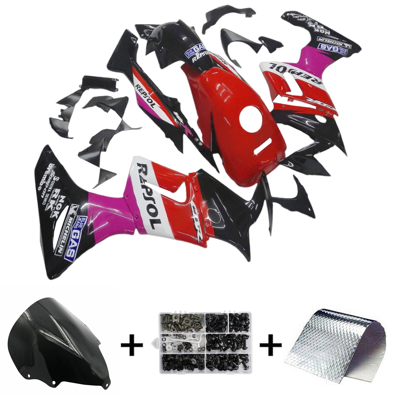 Amotopart 2002-2006 Honda CBR125R Kit de carenado rojo negro