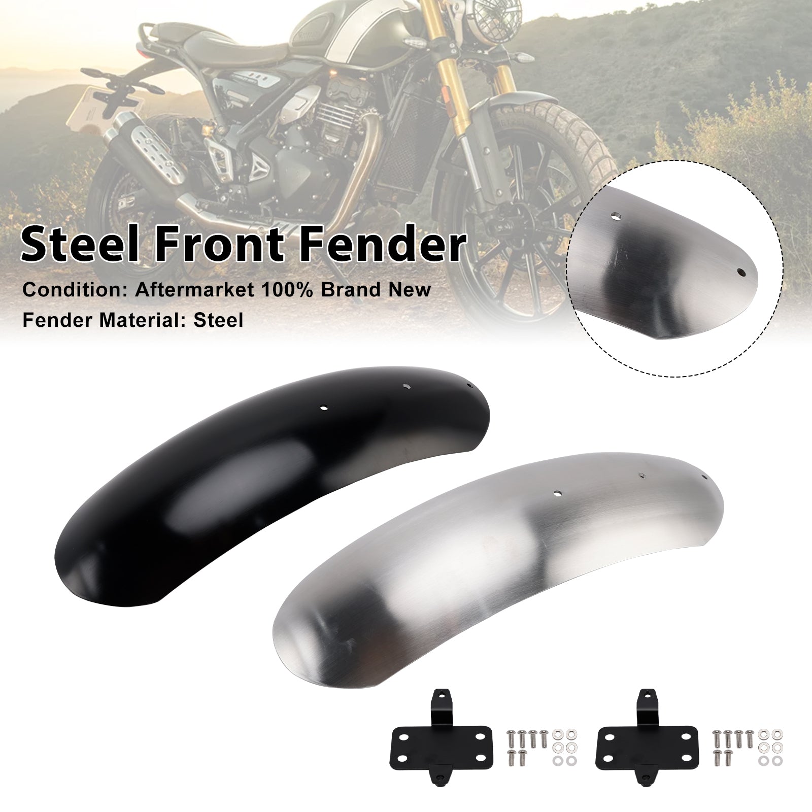2023-2025 Scrambler 400X Steel Front Fender Mudguard
