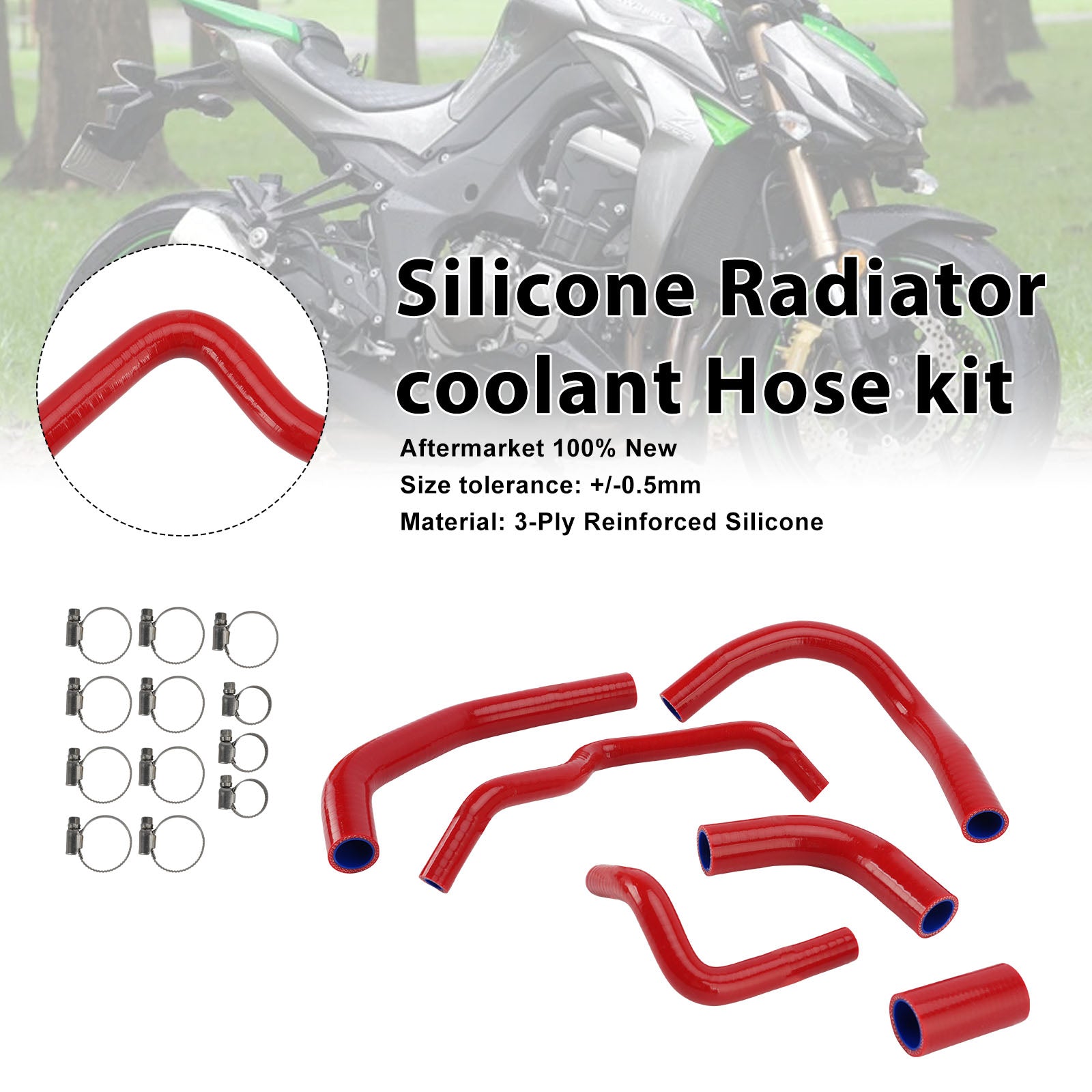 Kawasaki Z1000 Z1000SX Z1100 Silicone Radiator coolant Hose kit