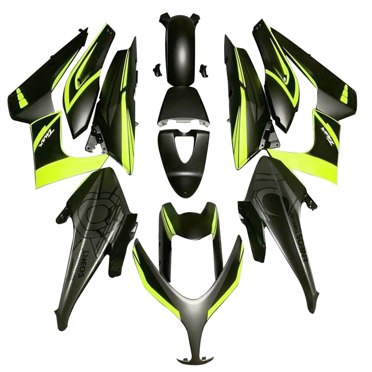 Amotopart 2008-2012 Yamaha T-Max XP500 Black Light Yellow Fairing Kit