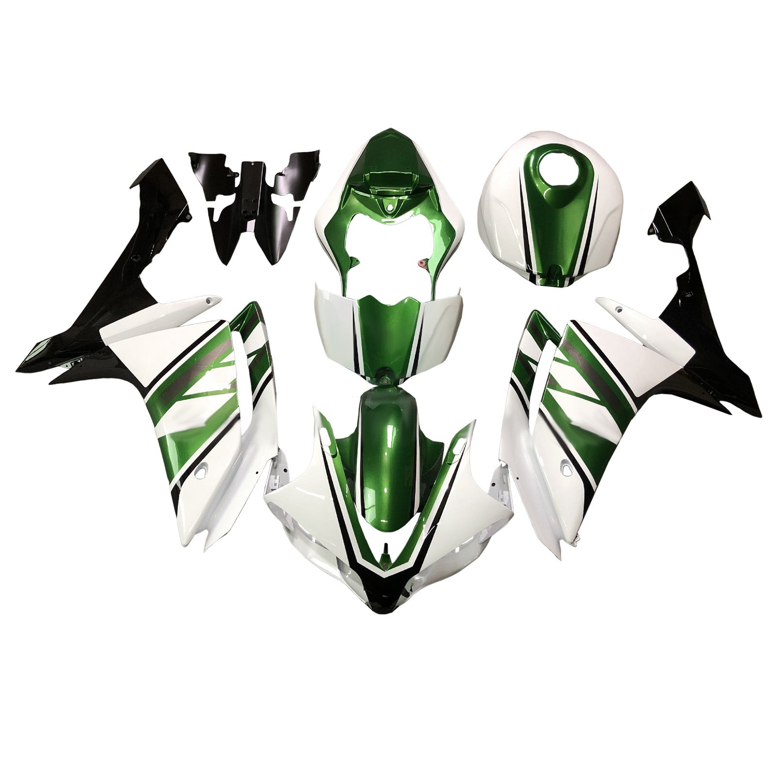 Amotopart 2007-2008 Yamaha YZF-R1 White Green Fairing Kit