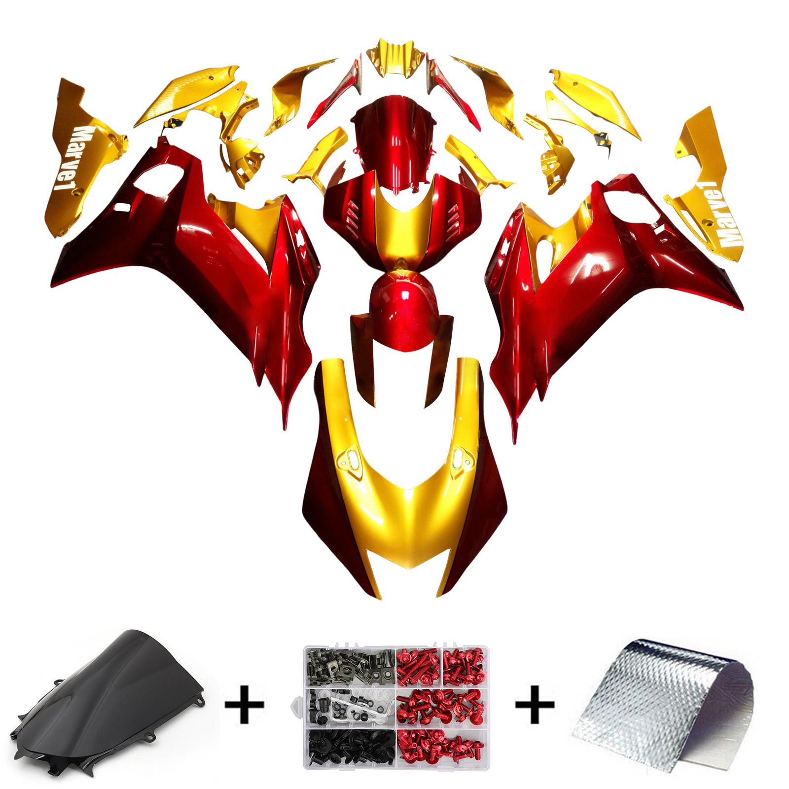 Kit de carenado Amotopart Yamaha YZF-R6 2017-2023 rojo y amarillo