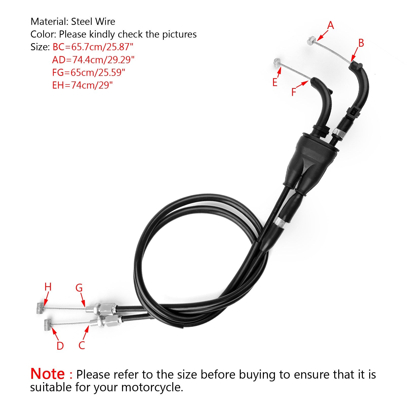 Motorcycle Throttle Cable For Yamaha 14B-26302-00 14B-26302-01 YZF R1 2009-2014