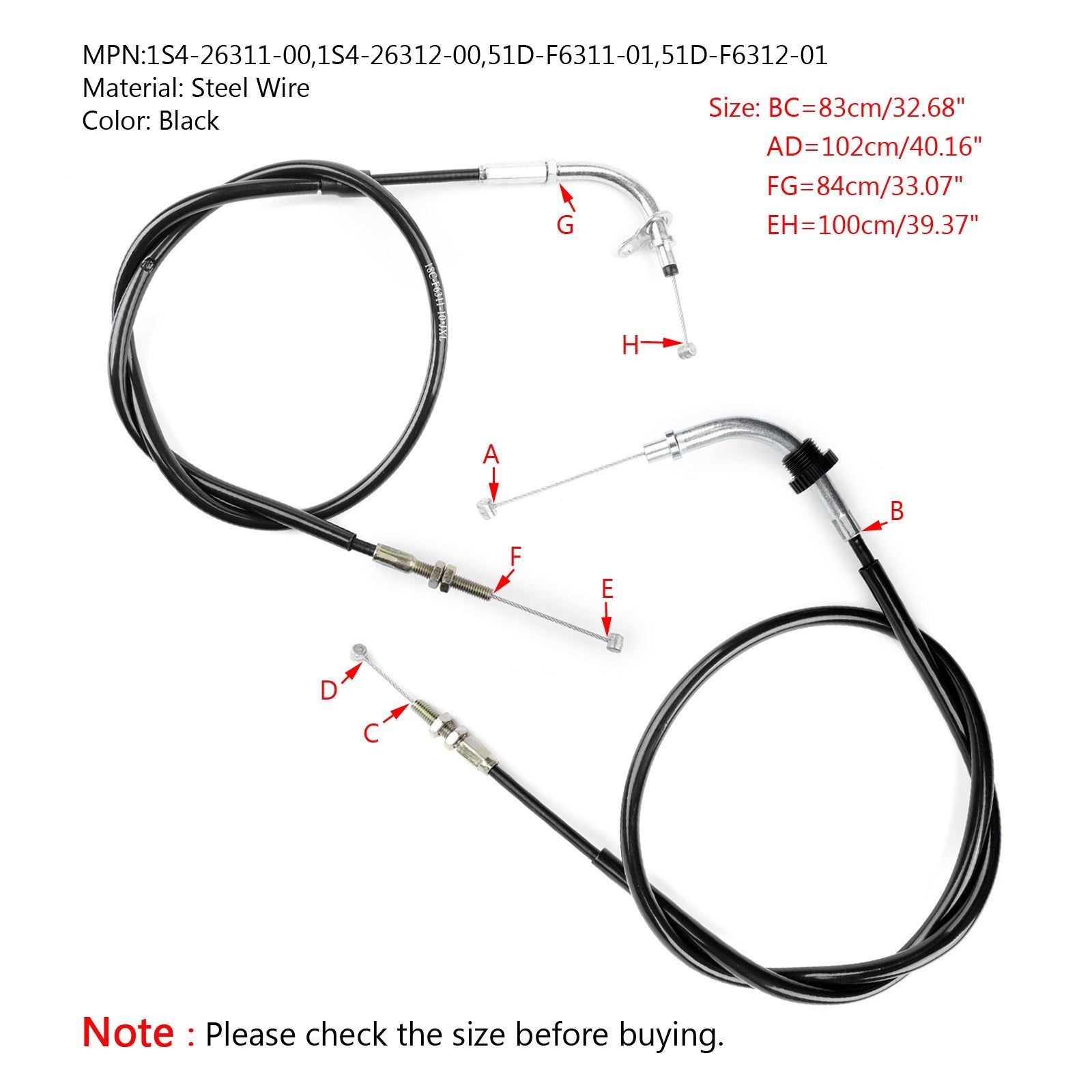 Câble d'accélérateur de moto pour Yamaha YBR125 YBR125ED 2010 – 2014