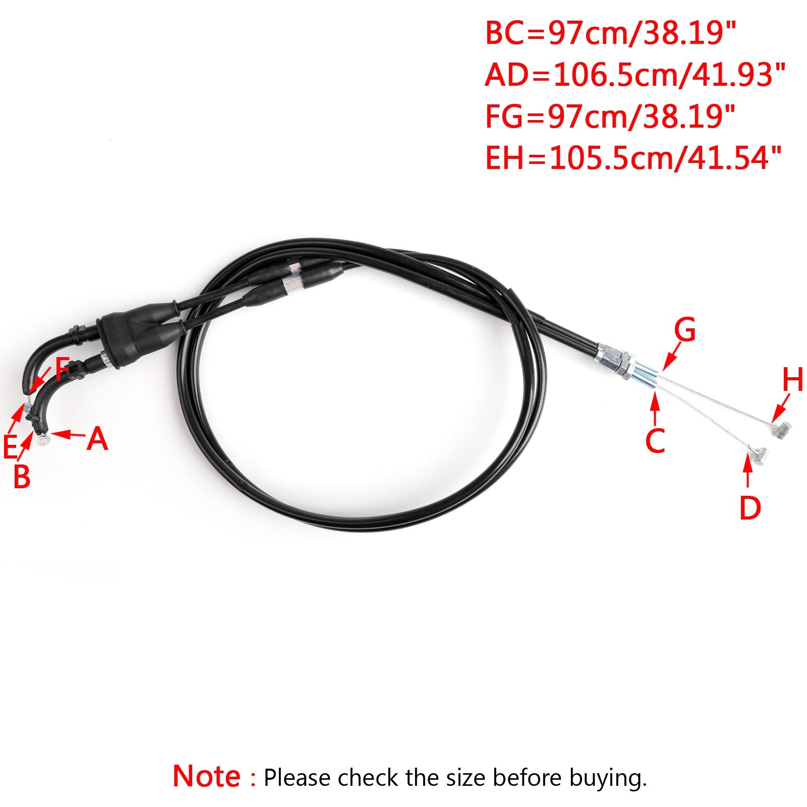 54012-0184 Schwarzer Gaszugdraht für Kawasaki KL650 KLR650 2008-2017