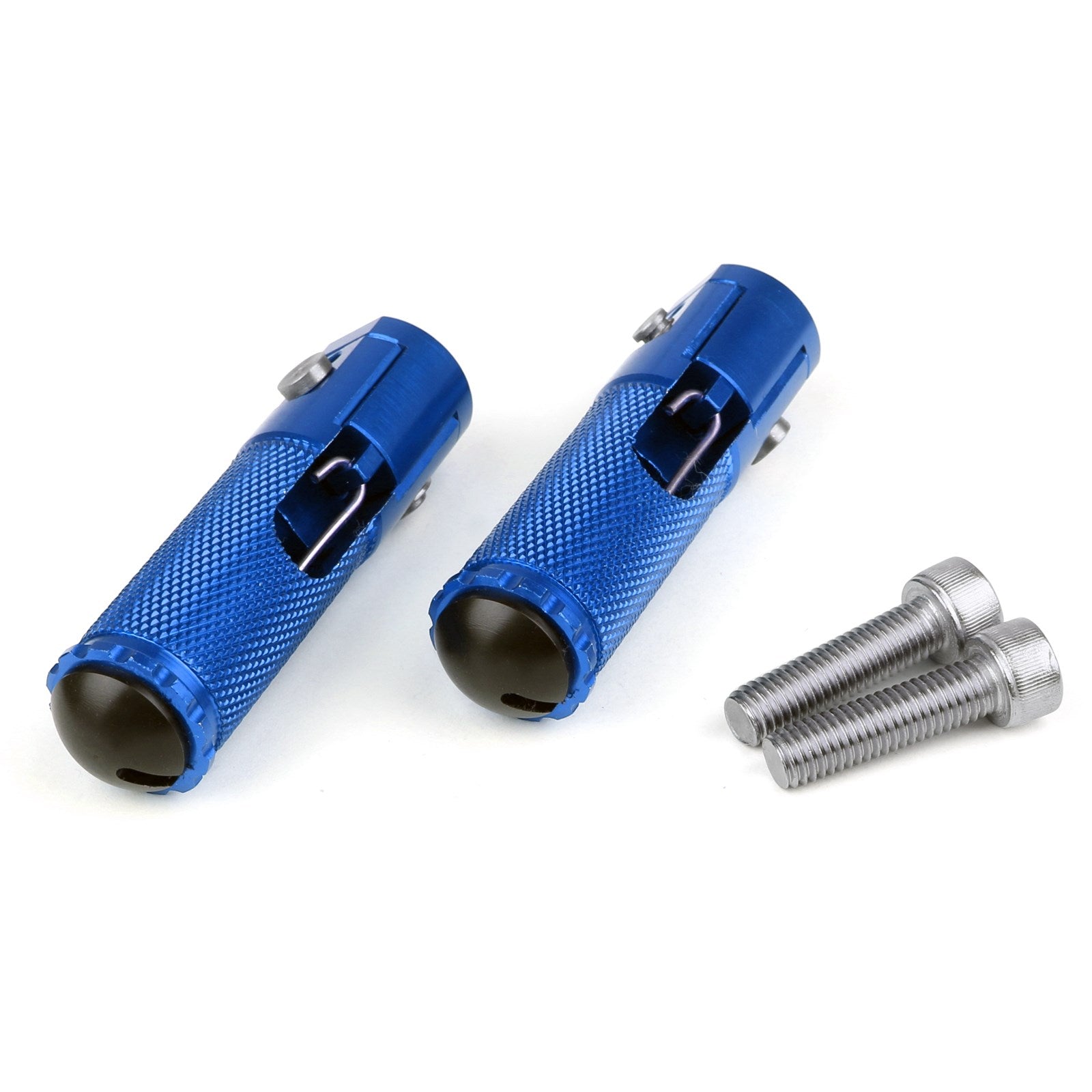 Universal Motorrad Blau CNC Klappbare Fußrasten Fußraste Hinten Set Rest Racing