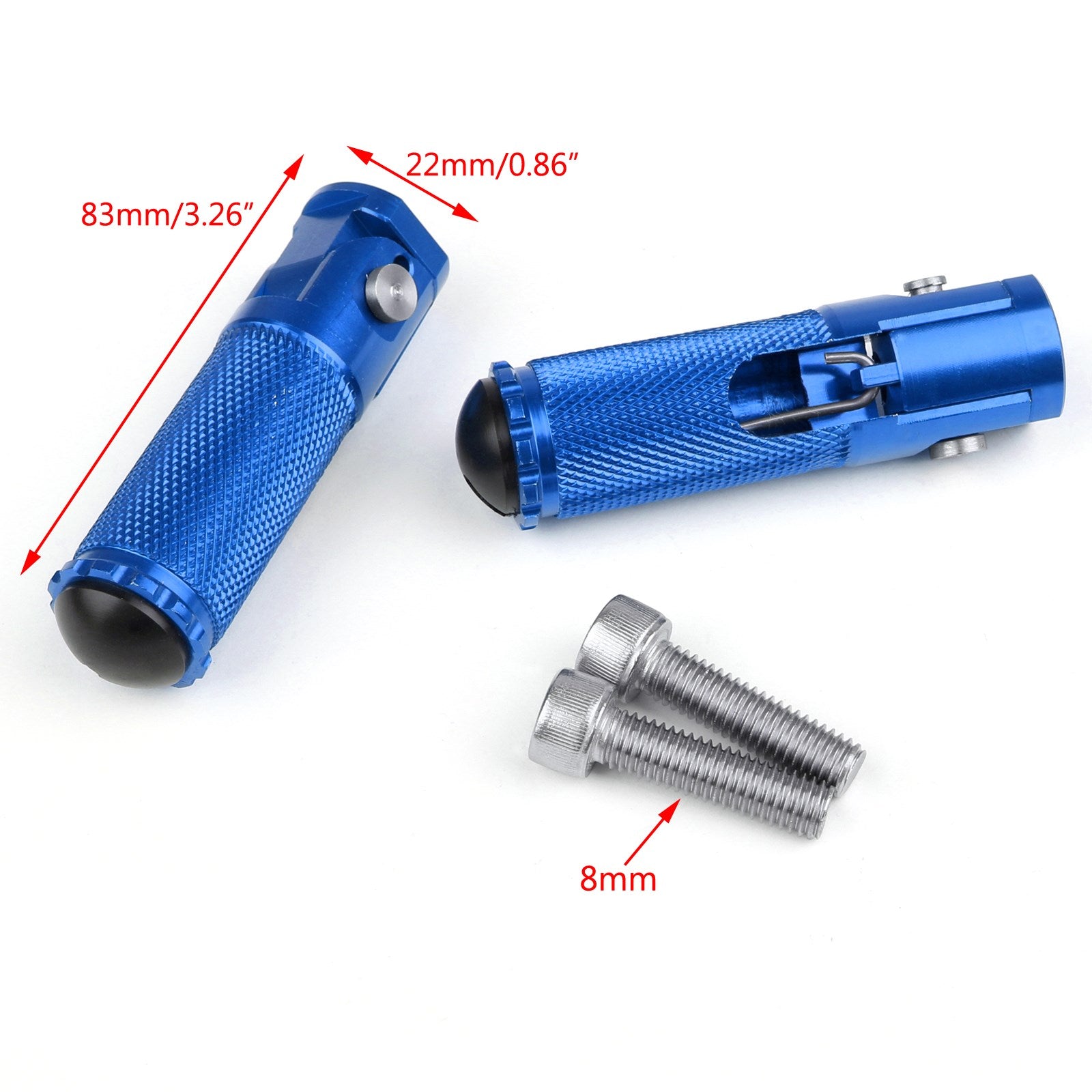 Universal Motorrad Blau CNC Klappbare Fußrasten Fußraste Hinten Set Rest Racing