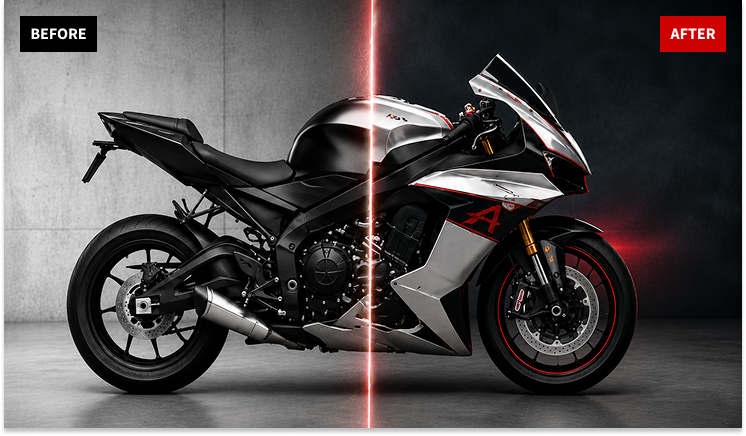 Motorcycle Before After Custom Fairing