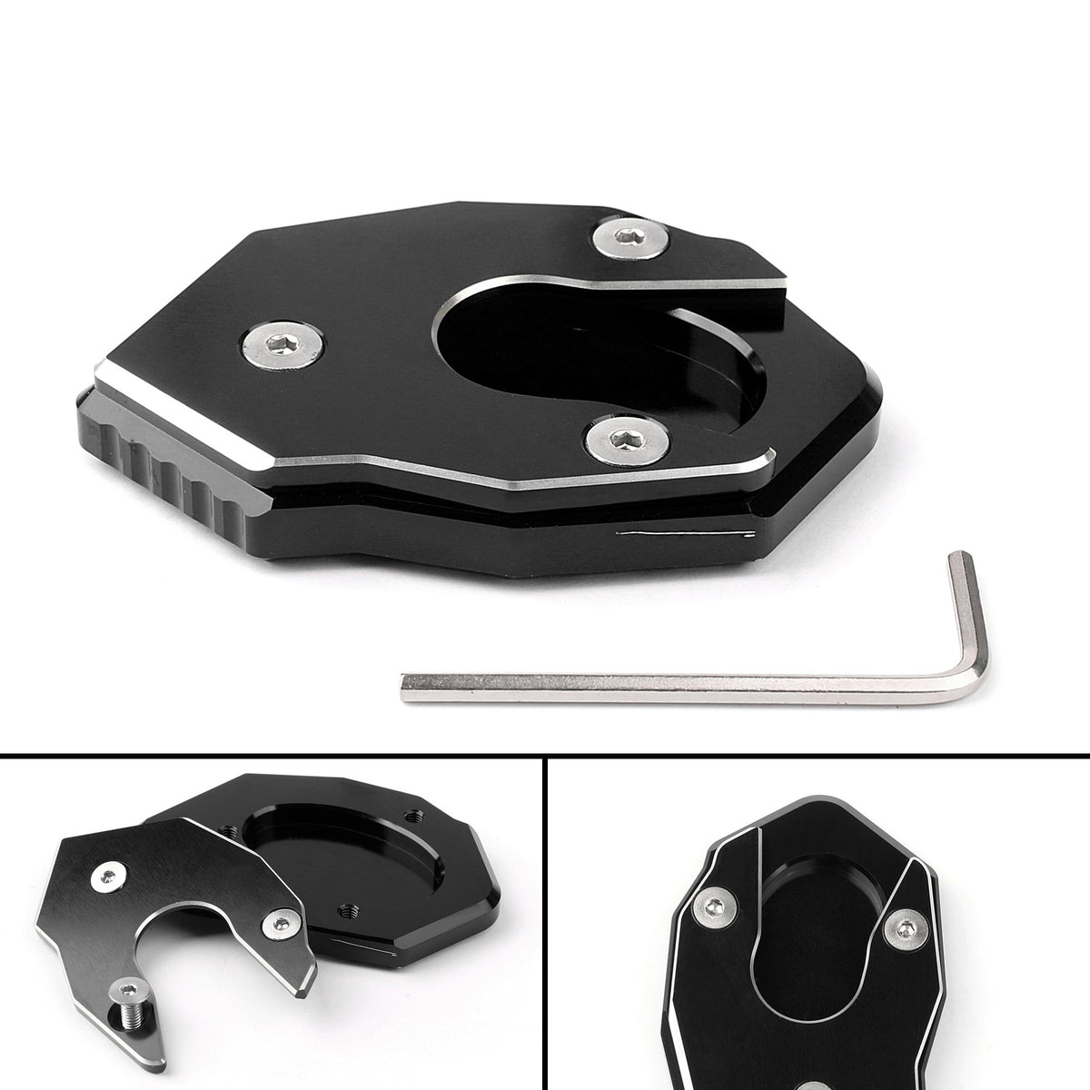 Kickstand Side Plate Stand Extension Pad For Kawasaki Z1000 Z800 ZX-10R ER6F BK