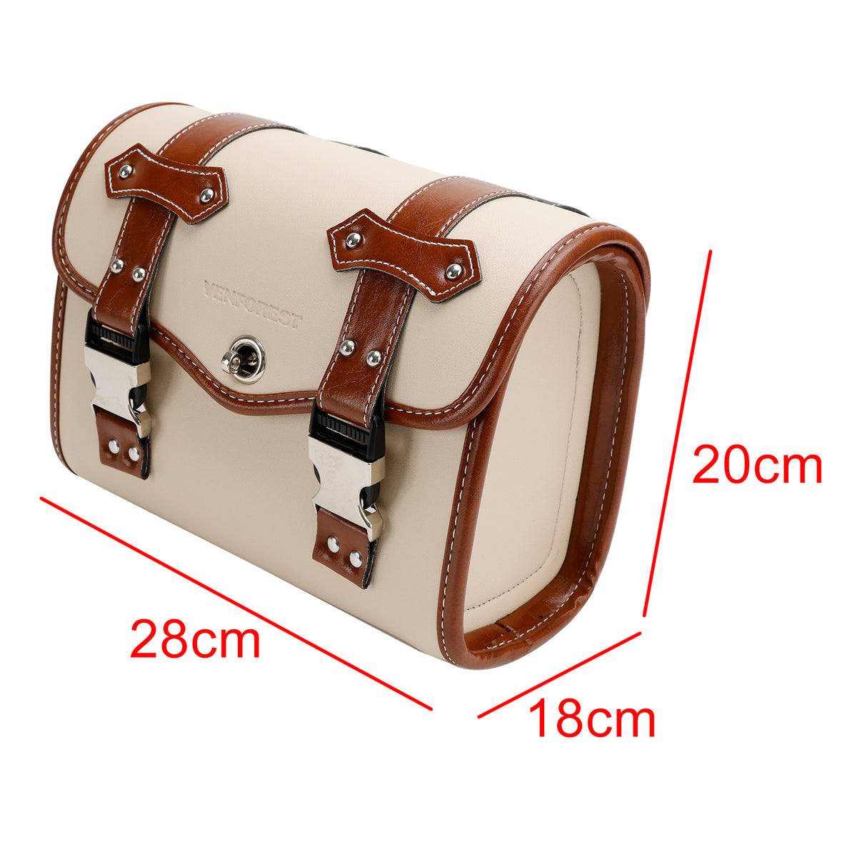 Color Matching Side Saddlebag Tool Bag Luggage Pouch Storage Pu For Motorbike Brown-White