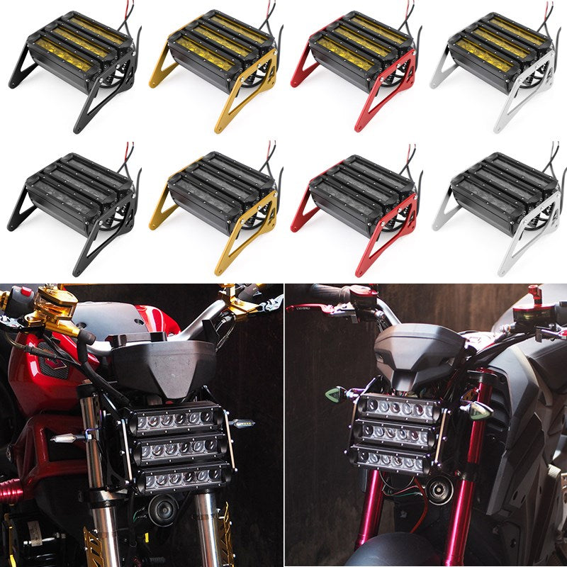 3Row LED Motorcycle Headlight Fog Light Aluminum Fit for Honda Grom MSX125 2013-2019 Generic