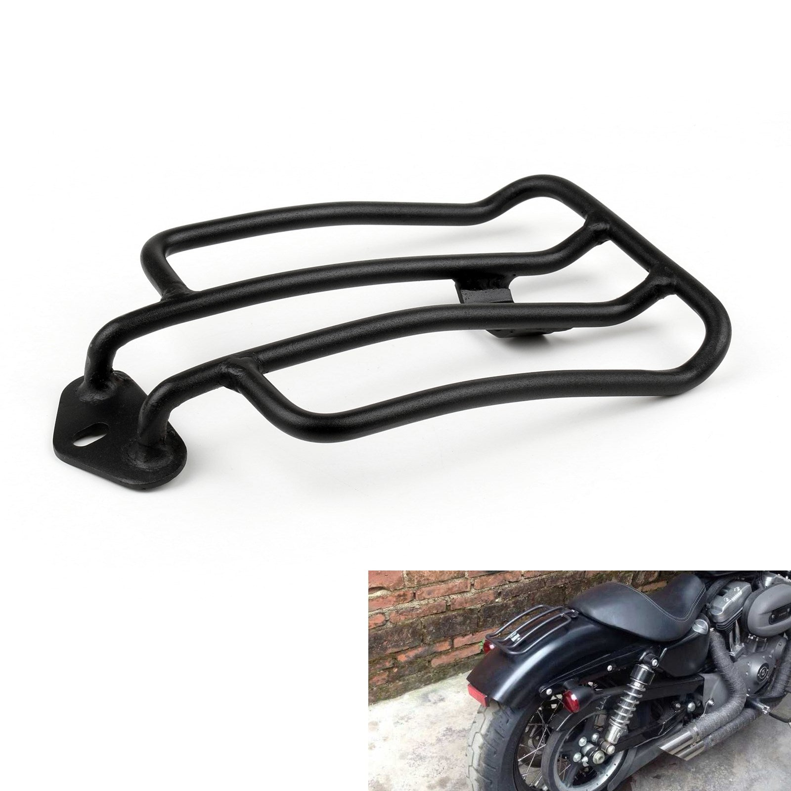 BLK Luggage Rack XL883 2004-2015 Sportster Solo 2008 1200 Seat UY Fit