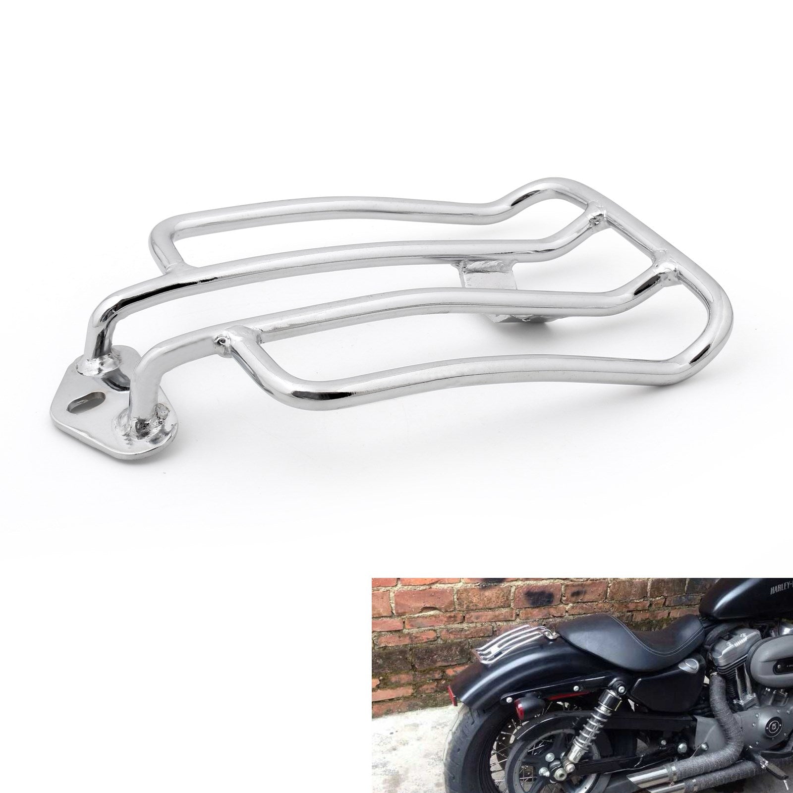 04-15 Solo AU XL883 Chrome 1200 Sportster Luggage Seat Rack