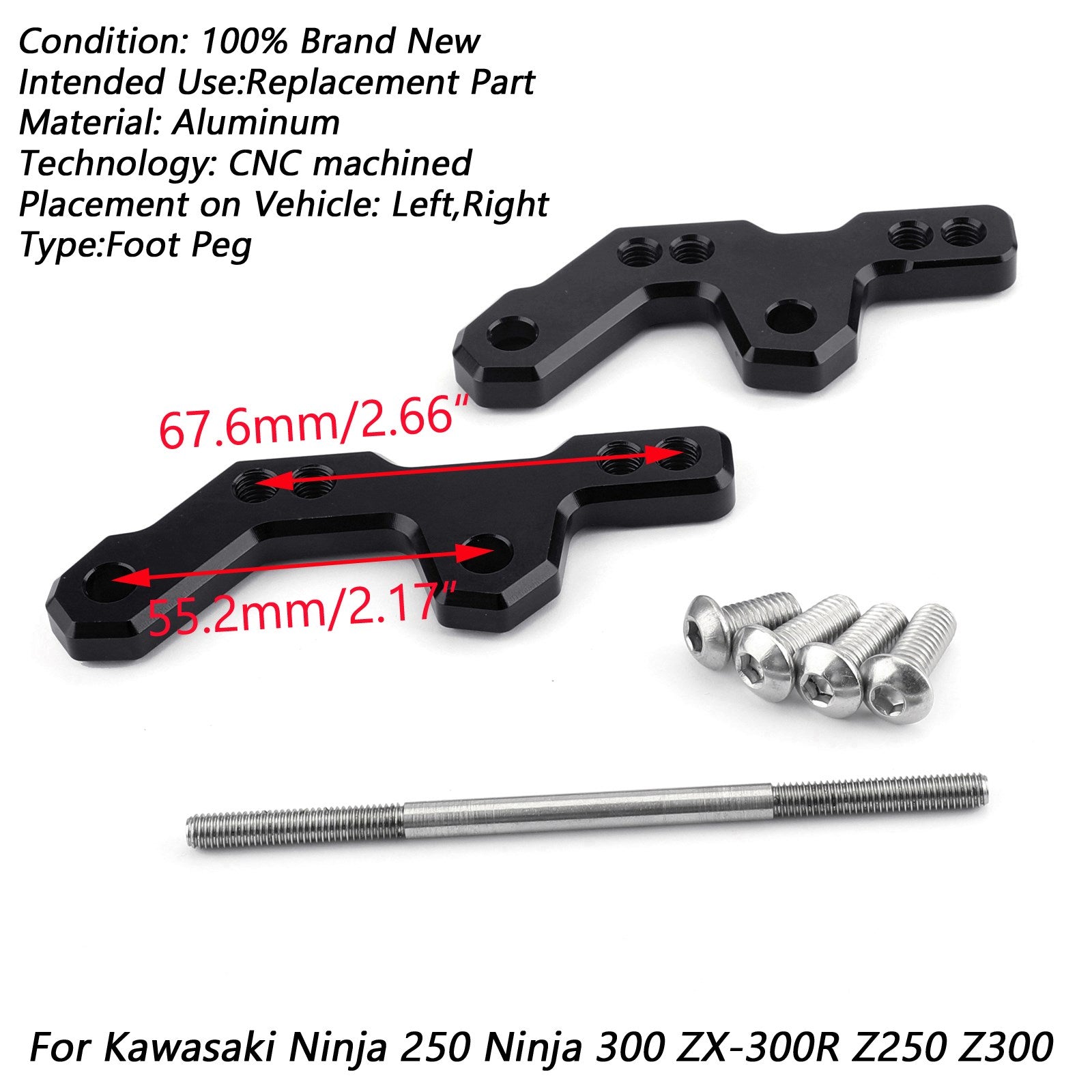 Adjustable Rearsets Foot Pegs Mount Bracket Base For Kawasaki Ninjia 300 Z300