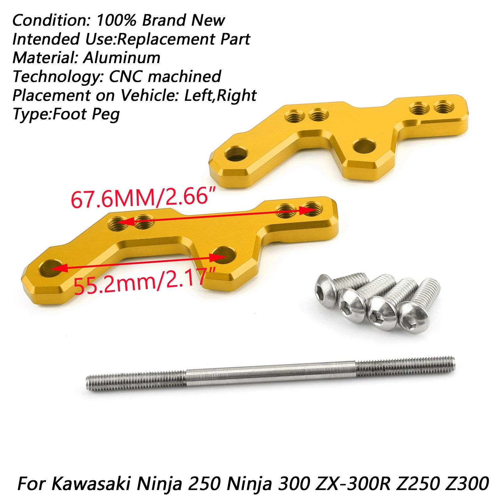 Einstellbare Fußrastenanlage Fußrasten Halterung Basis für Kawasaki Ninjia 300 Z300