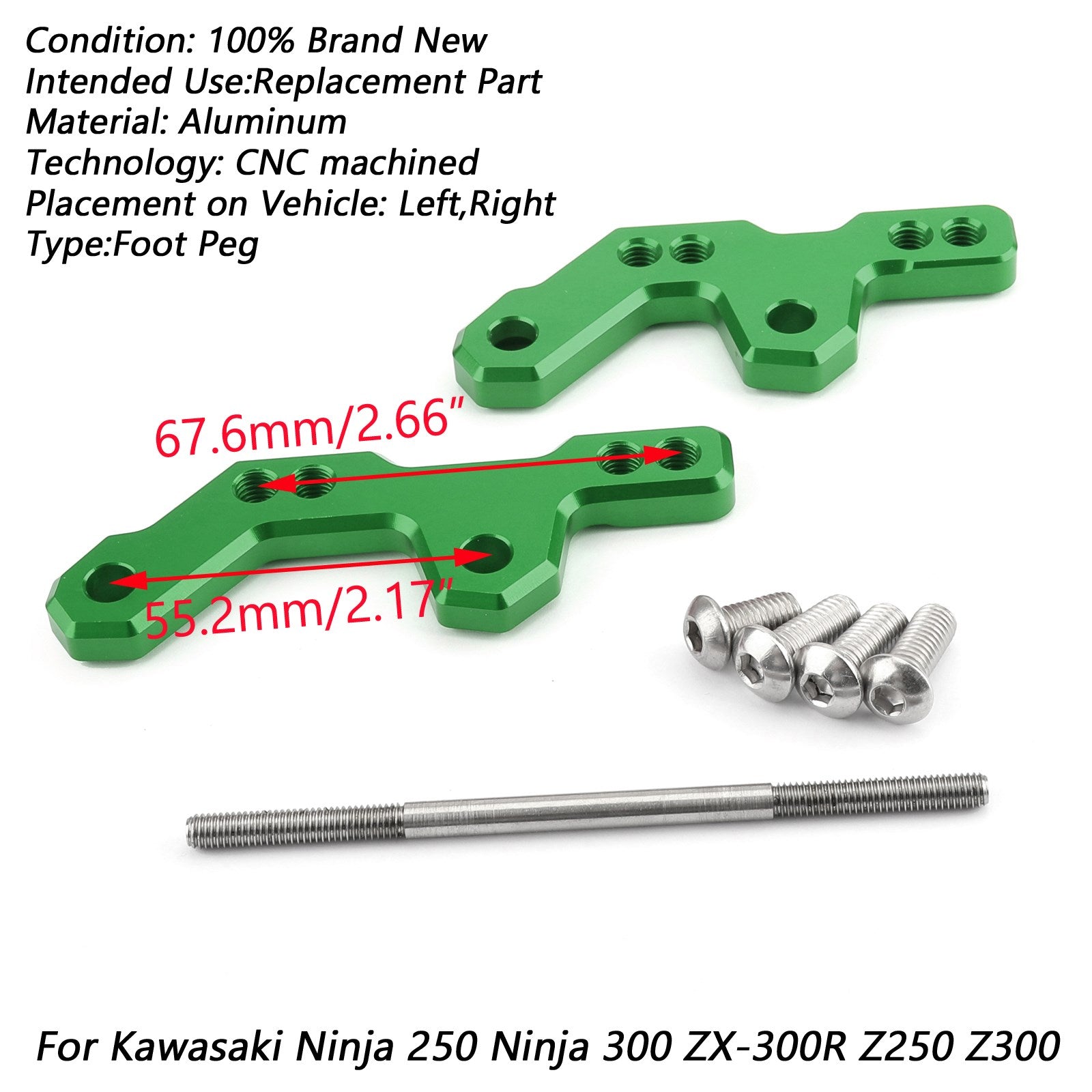 Einstellbare Fußrastenanlage Fußrasten Halterung Basis für Kawasaki Ninjia 300 Z300