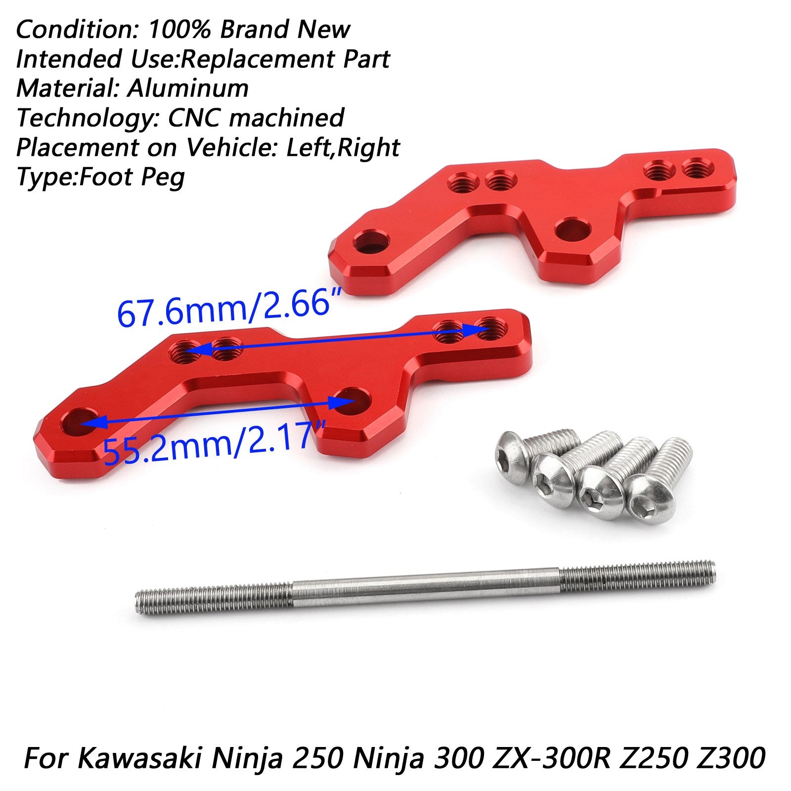 Einstellbare Fußrastenanlage Fußrasten Halterung Basis für Kawasaki Ninjia 300 Z300