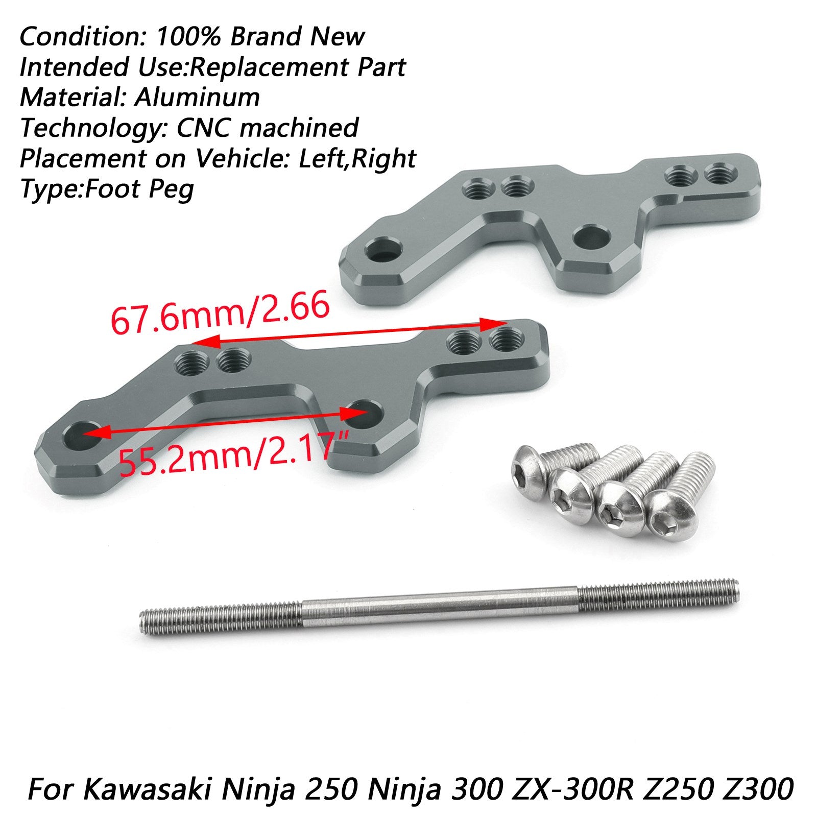 Adjustable Rearsets Foot Pegs Mount Bracket Base For Kawasaki Ninjia 300 Z300