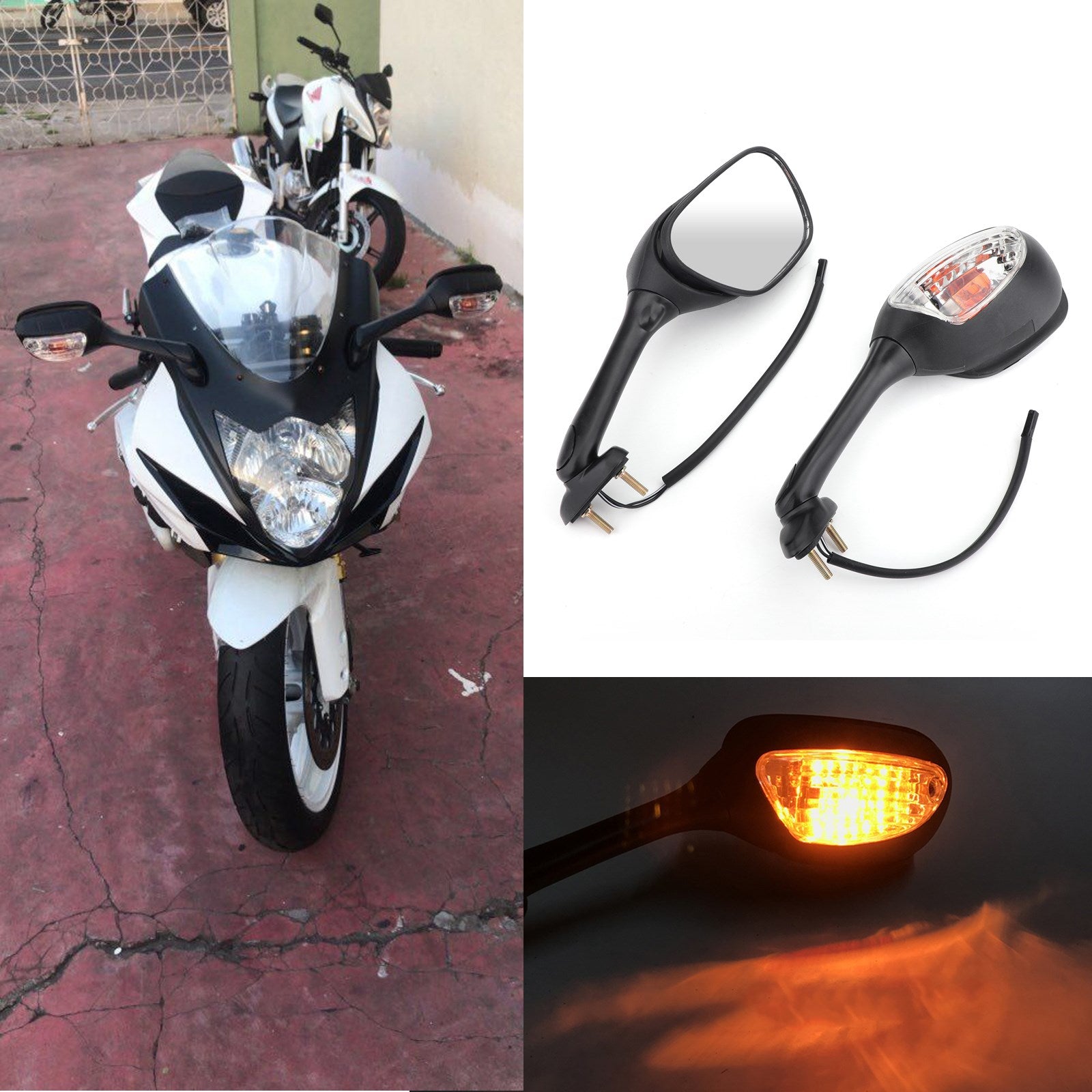 Rückspiegel mit Blinker für Suzuki GSXR600 GSX-R750 GSXR1000 2002–2015 Generisch