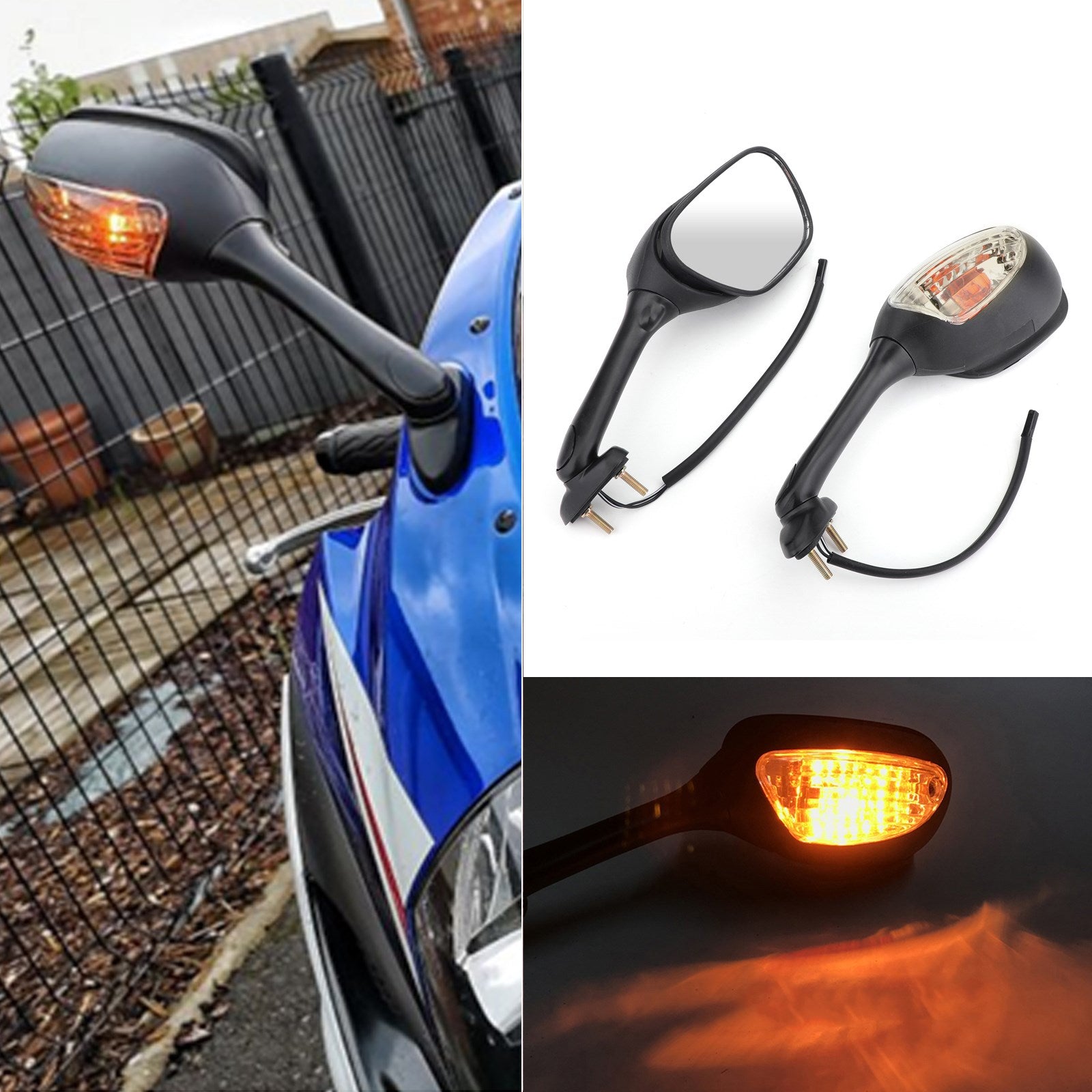 02-15 Suzuki GSXR600 GSX-R750 GSXR1000 Smoke Rearview Mirrors w/Turn Signals