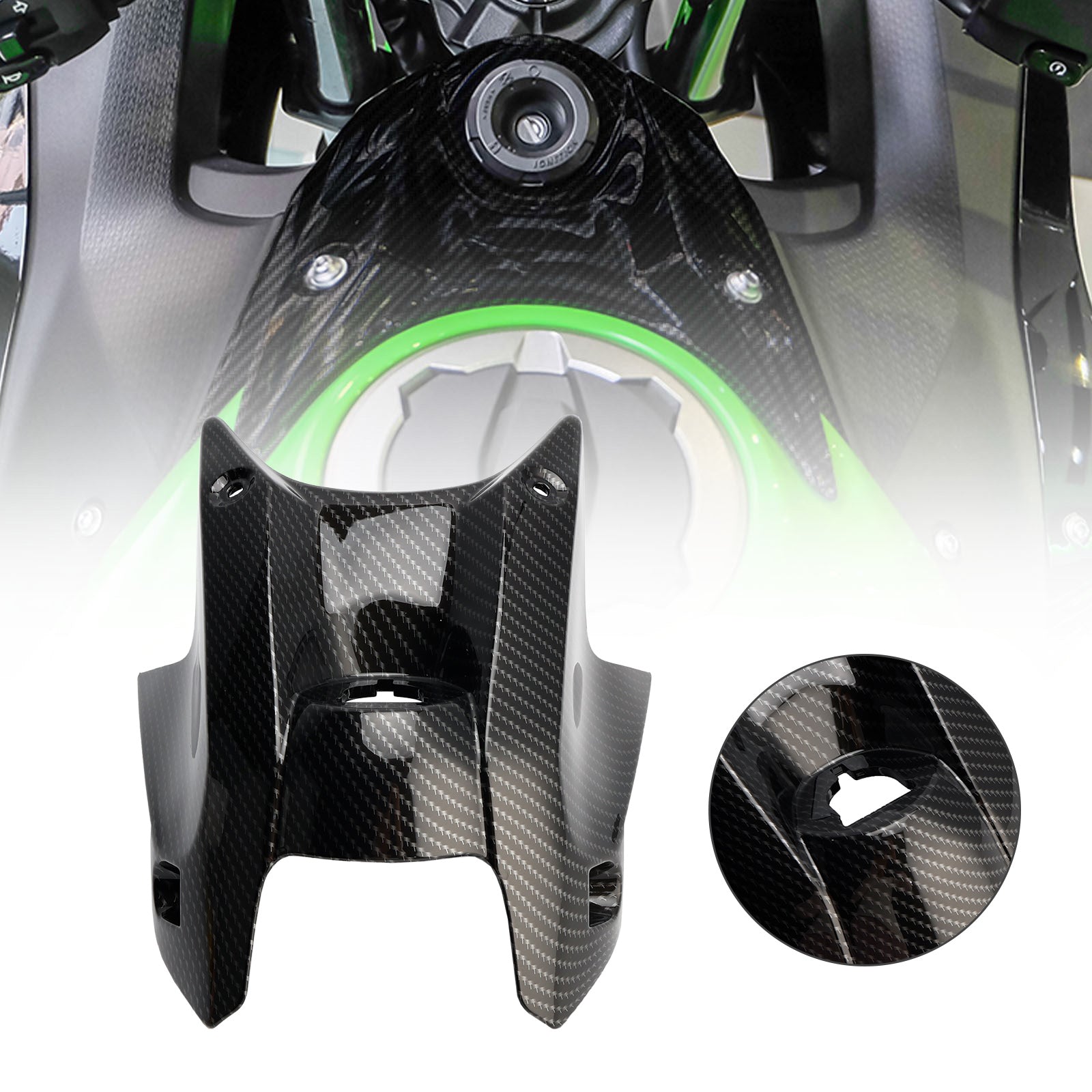 Couvercle de garniture de capot de verrouillage avant en carbone pour Honda CB650R CBR650R 2019-2021 générique