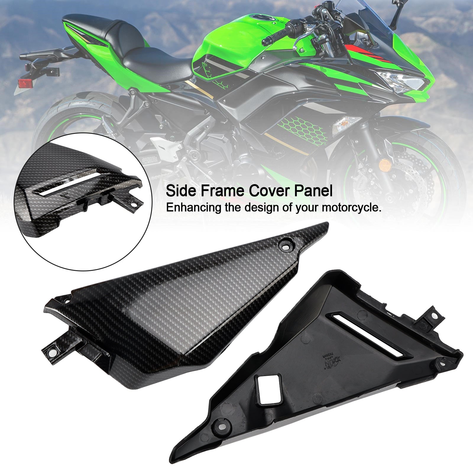 Painel de tampa lateral de carbono Capuz de carenagem para Kawasaki Z650 Ninja 650 2017-2020 genérico