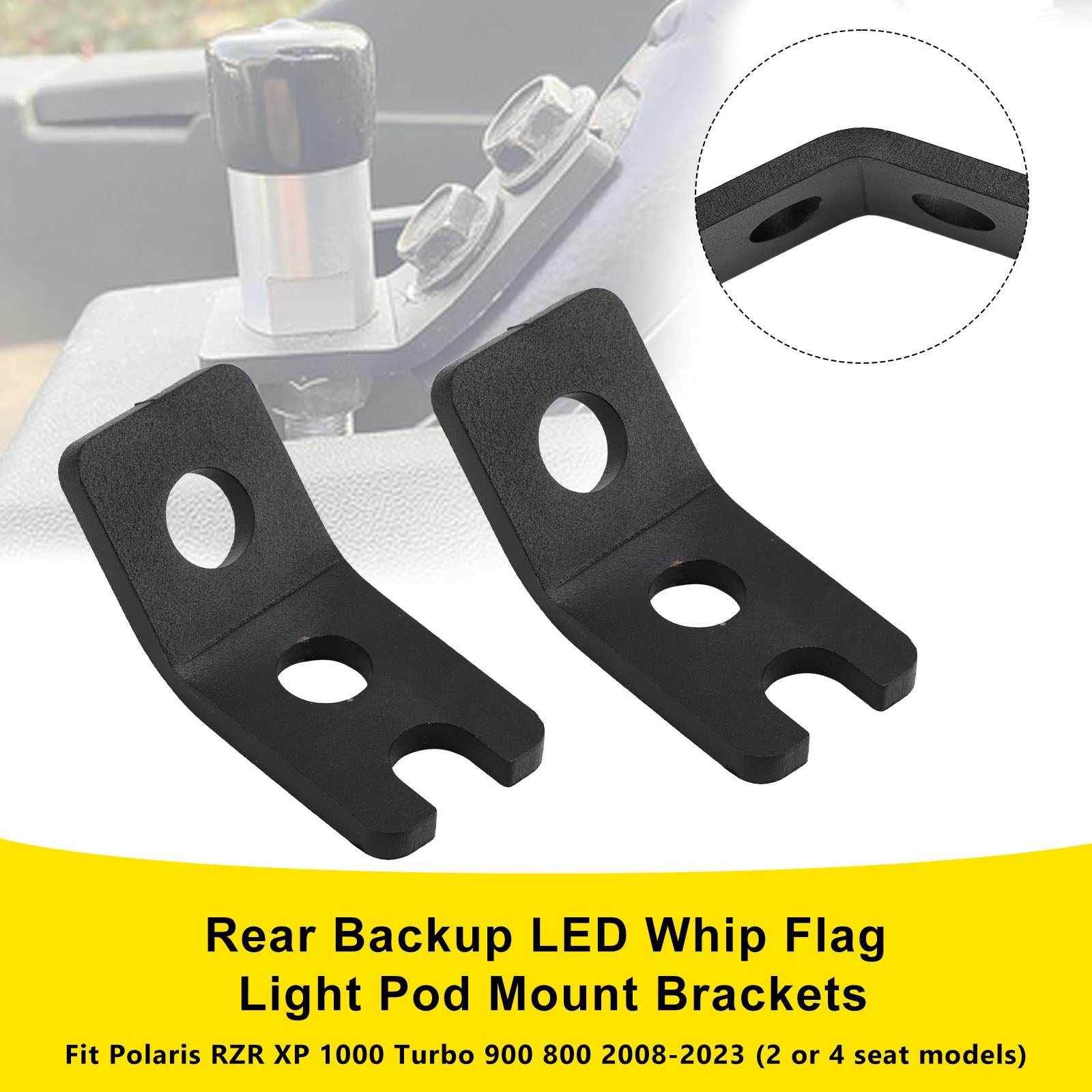 Polaris RZR XP 1000 900 Bagside Backup LED Whip Flag Light Pod Mount Beslag