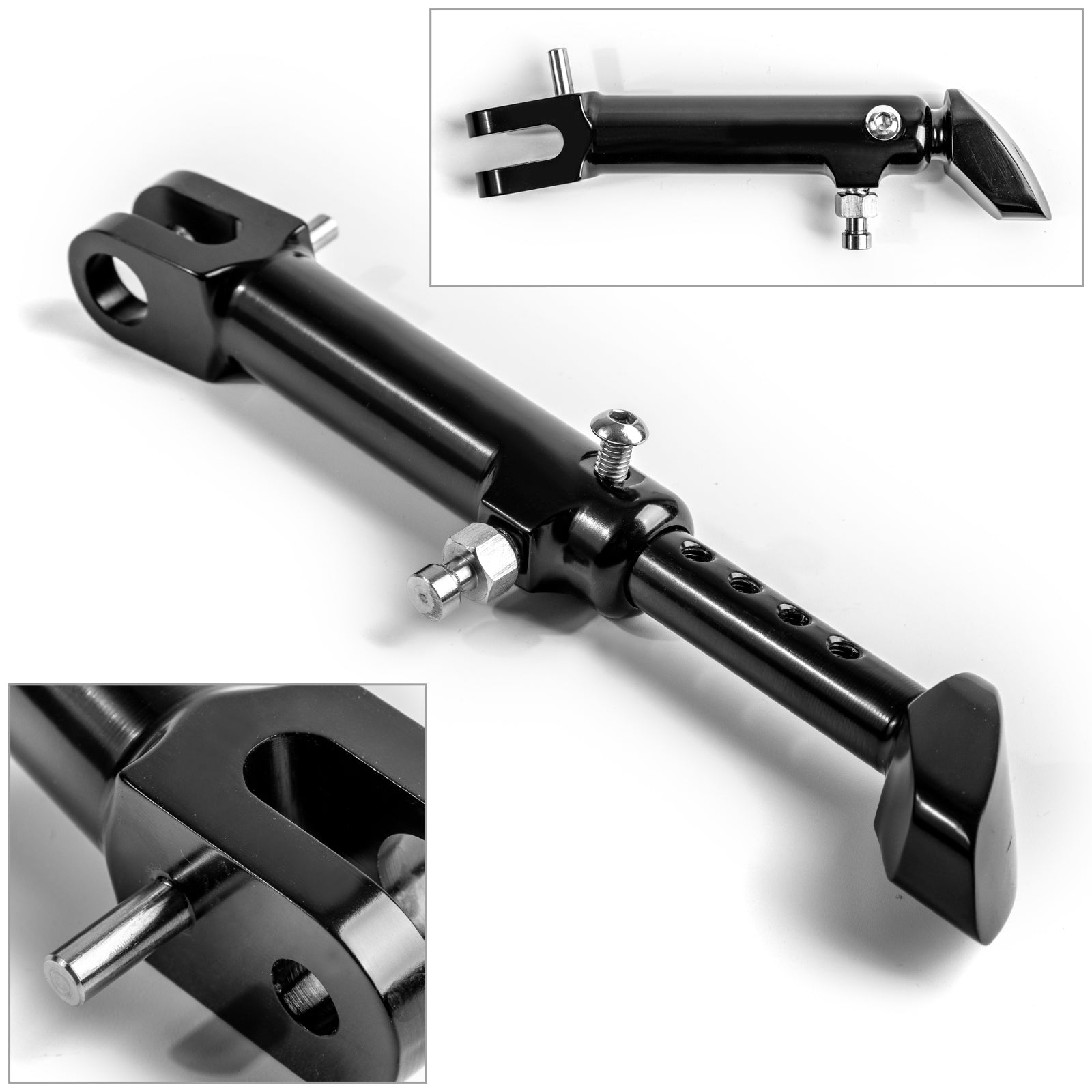 CNC Aluminum Side Stand Leg Kickstand Adjustable For Kawasaki Z900RS 2018 Black