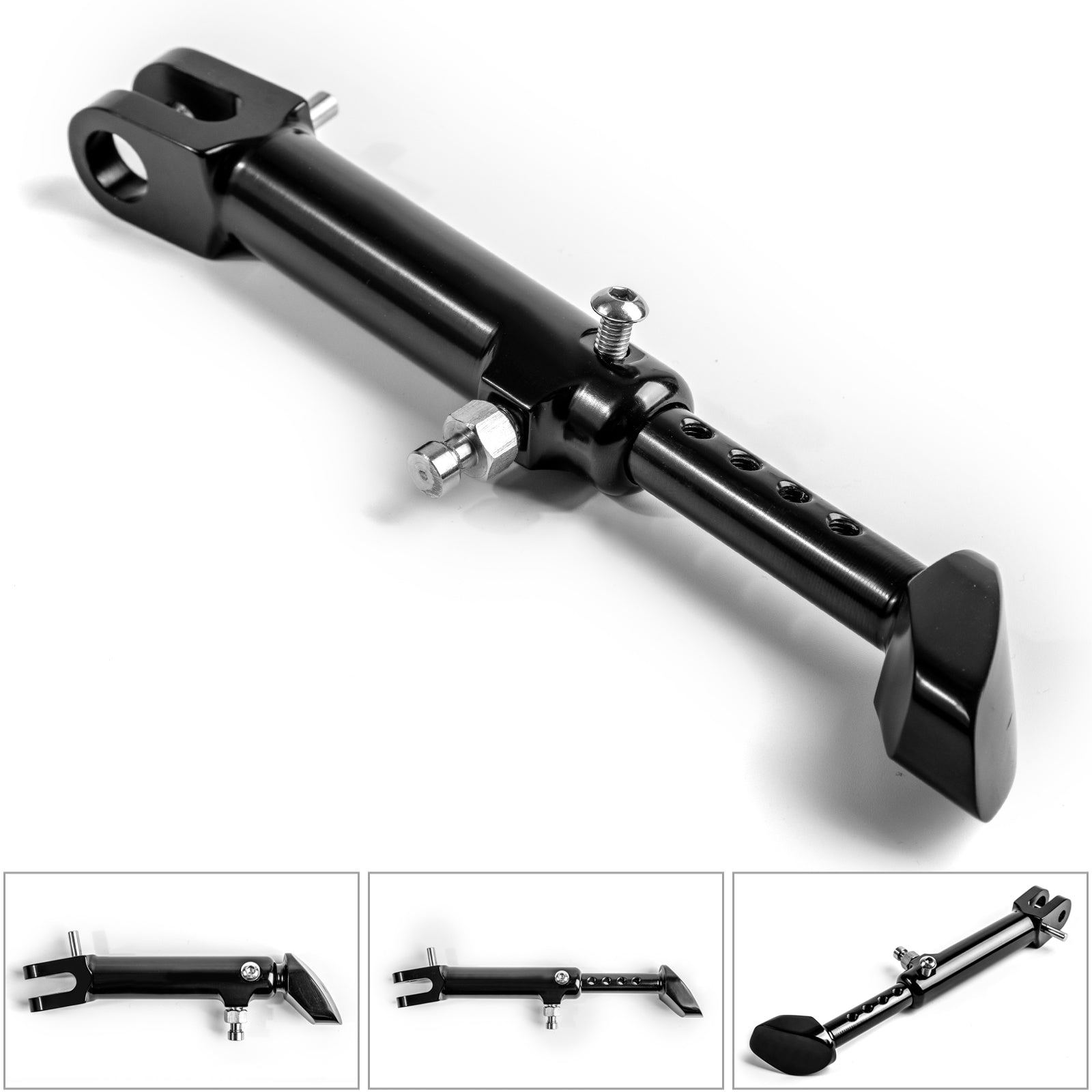 CNC Aluminum Side Stand Leg Kickstand Adjustable For Kawasaki Z900RS 2018 Black