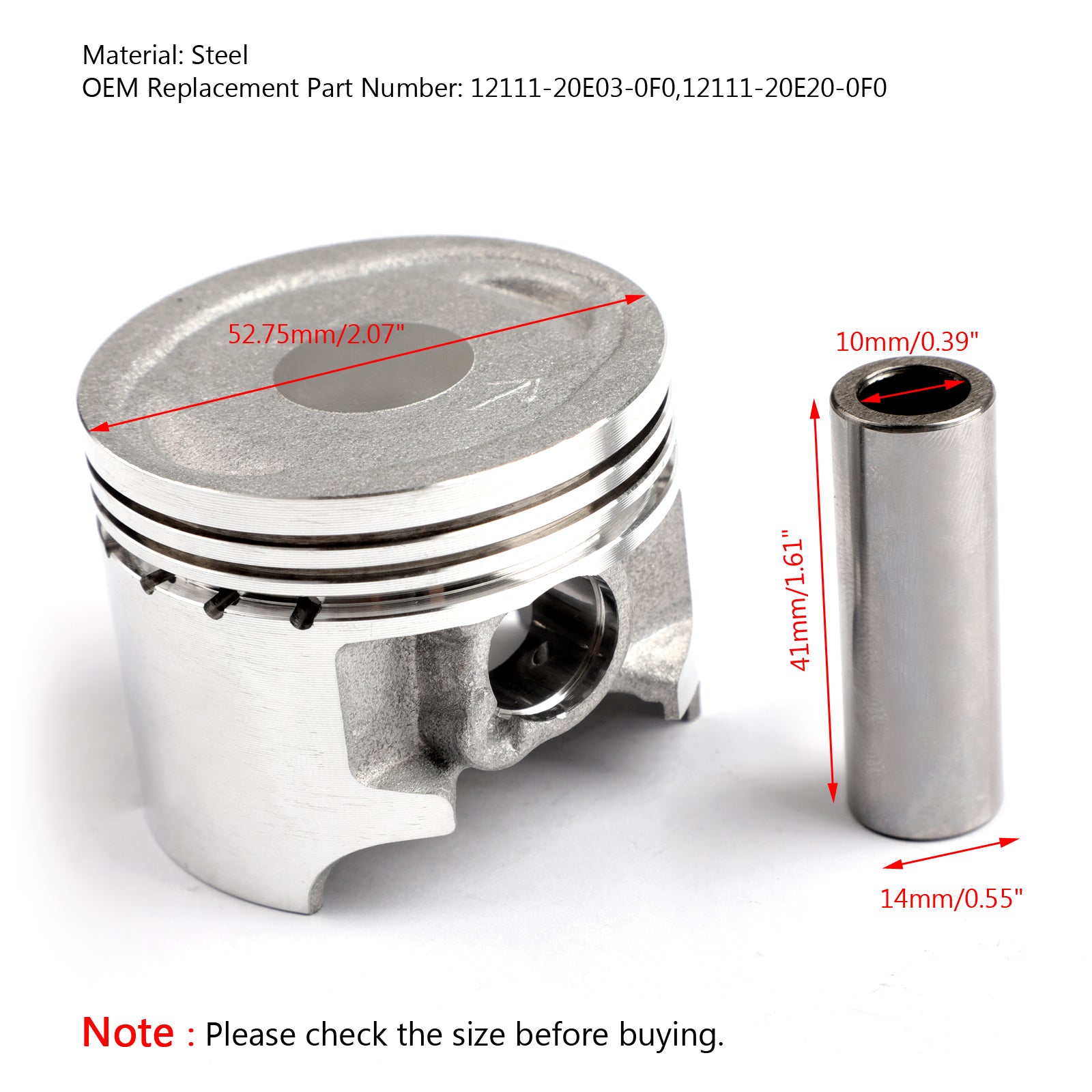 Kit Suzuki VECSTAR Standard AN125 - Alésage du piston (CF42A)95-00 ?52,75mm Convient