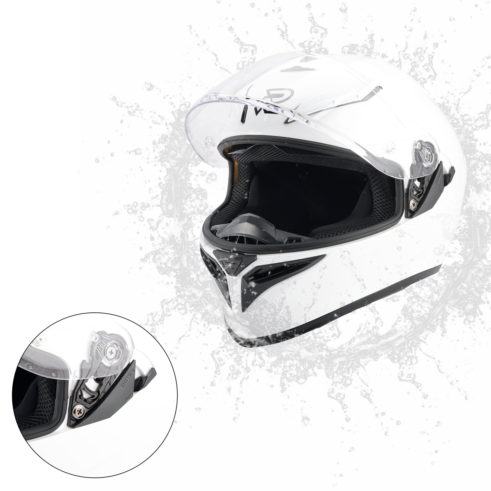 Amotopart DOT バイクヘルメット 大人用 ストリート フルフェイス ホワイト