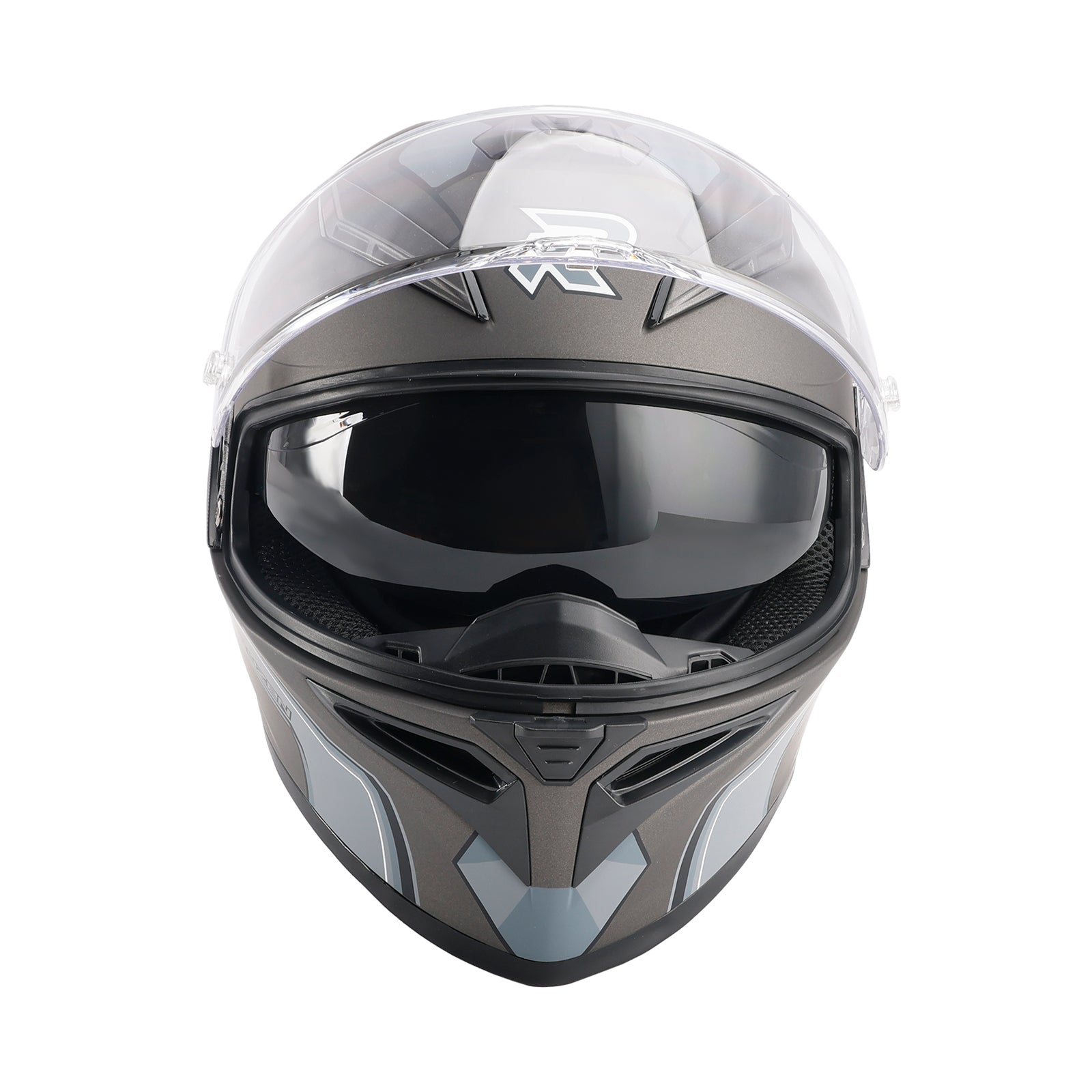 Amotopart DOT Motorcycle Helmet Adult Street Full Face Gray White