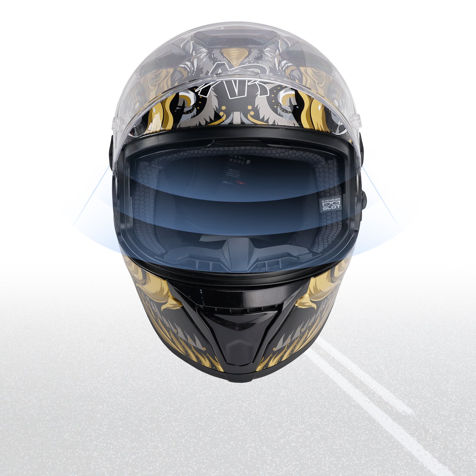 Amotopart DOT Motorcycle Helmet Adult Street Full Face Black gold