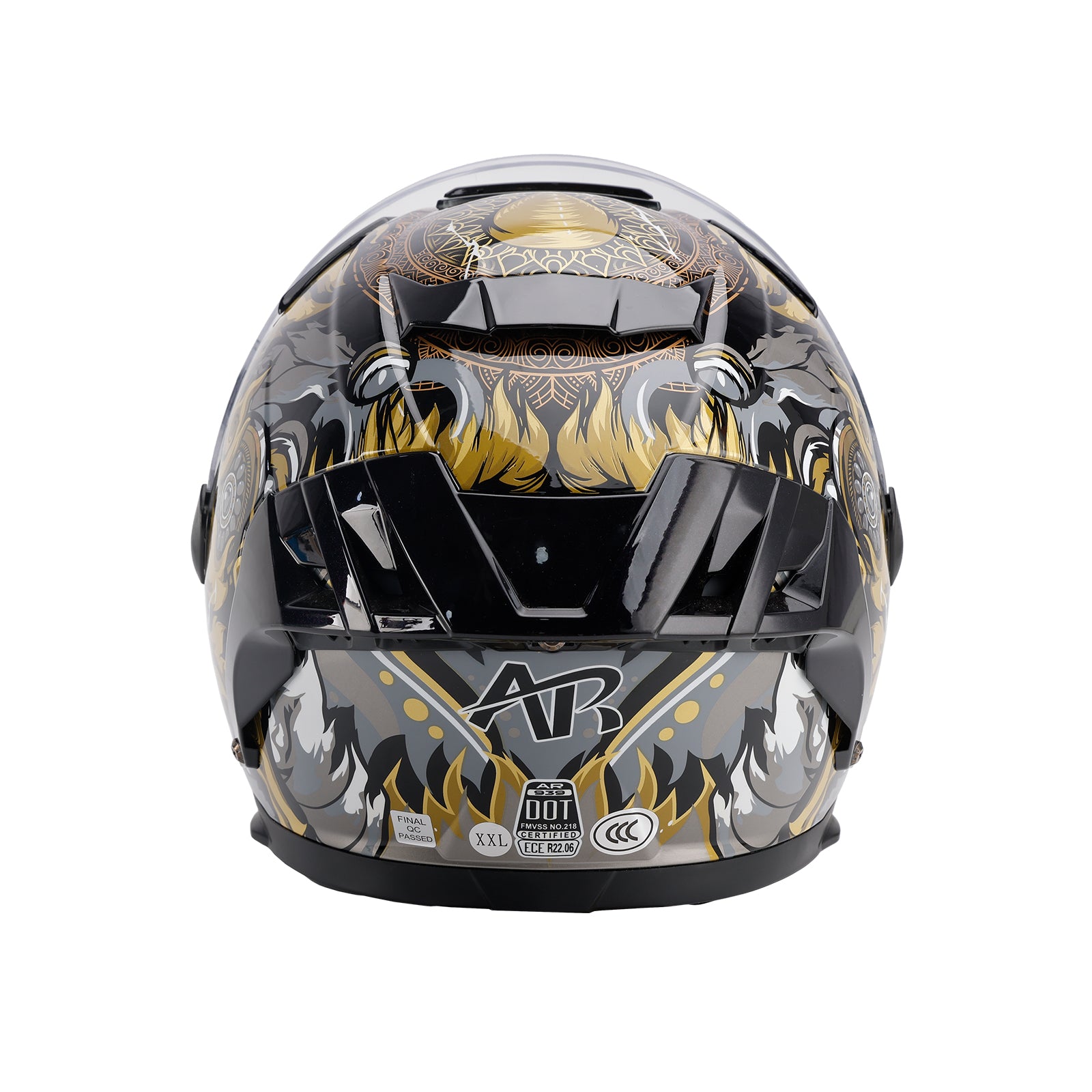 Amotopart DOT Motorcycle Helmet Adult Street Full Face Black gold