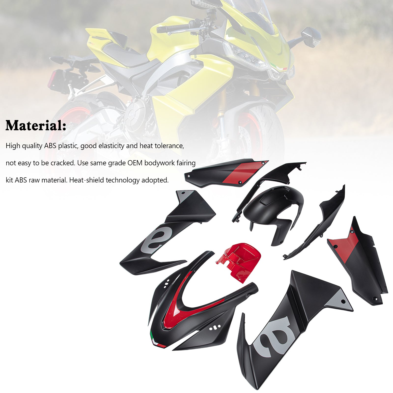 Amotopart Aprilia 2020-2024 RS660 Matte Black Red Fairing Kit