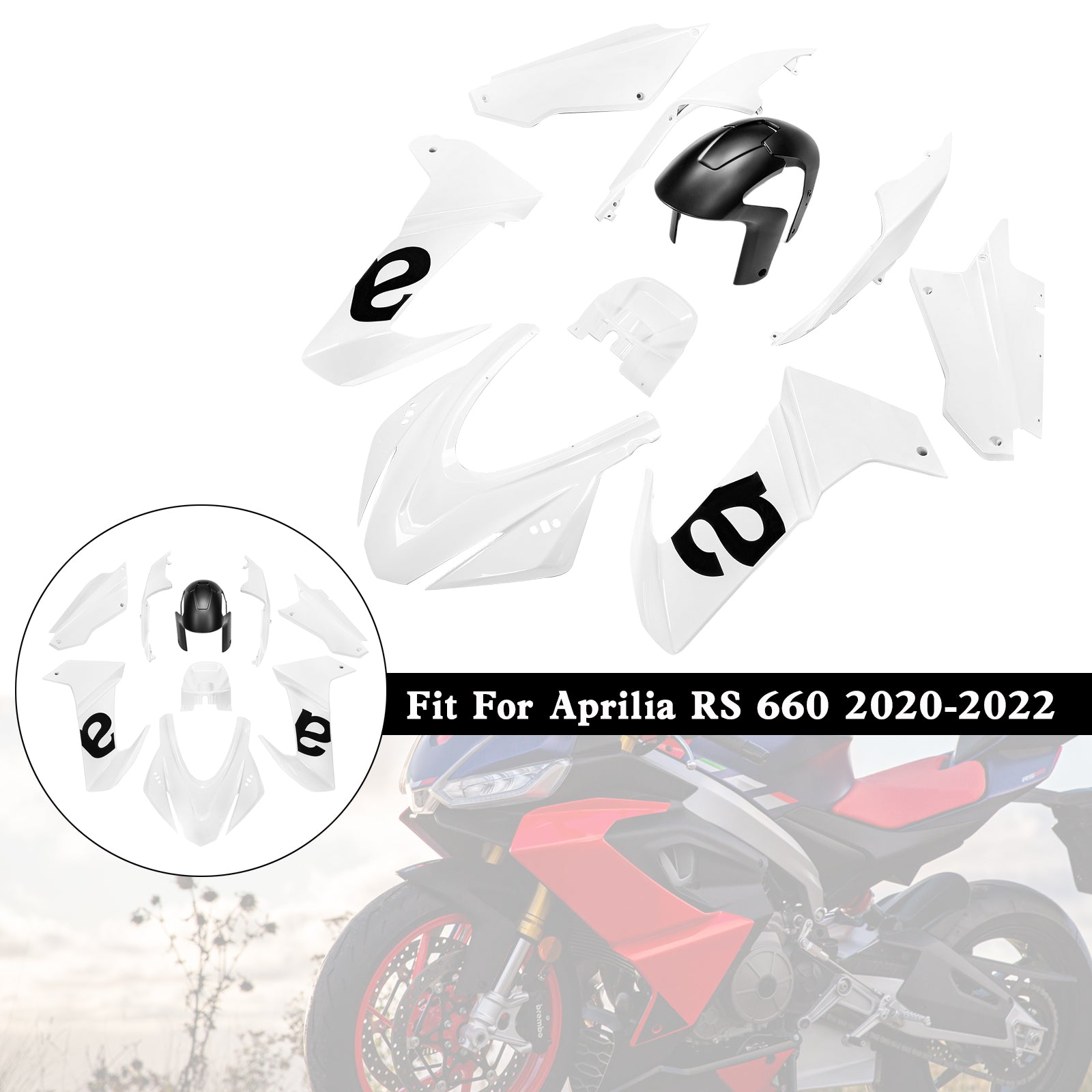 Amotopart Aprilia 2020-2024 RS660 Gloss White Fairing Kit