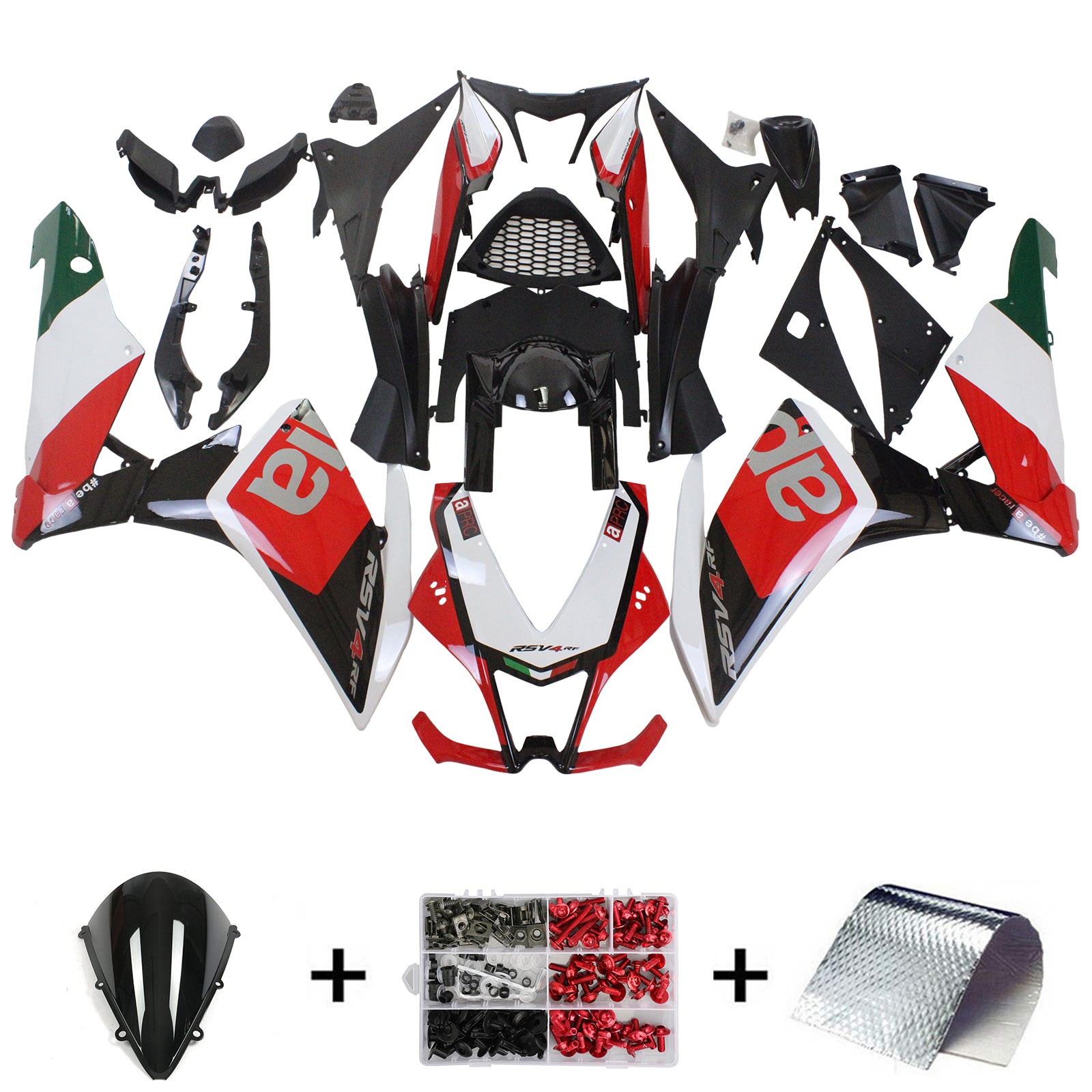 Kit de carenado Amotopart Aprilia 2009-2015 RSV4 1000 rojo negro