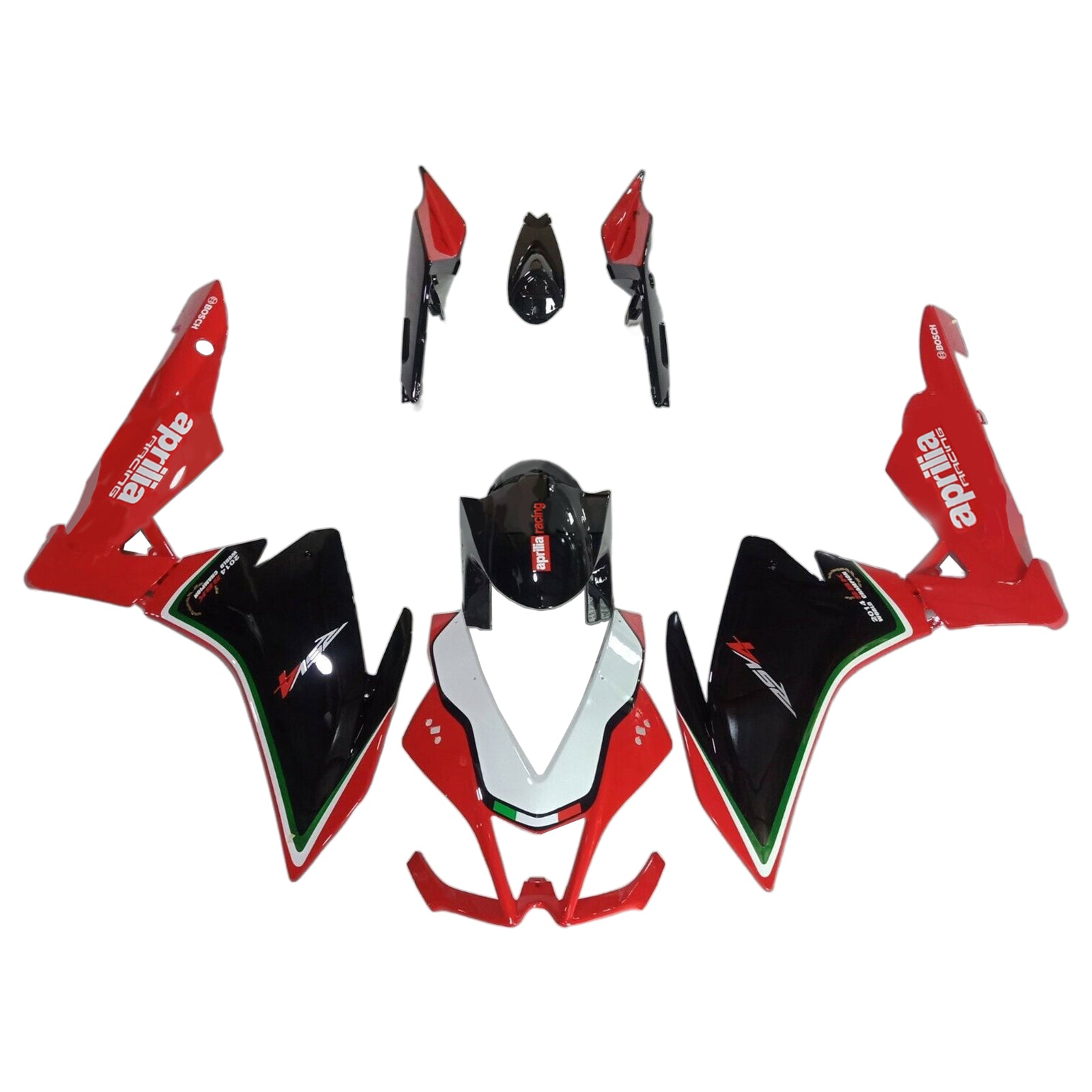 Kit de carenado Amotopart Aprilia 2009-2015 RSV4 1000 negro y rojo