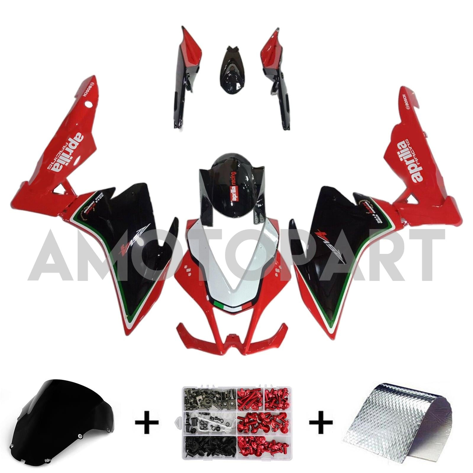 Amotopart Aprilia 2009-2015 RSV4 1000 Black&Red Fairing Kit